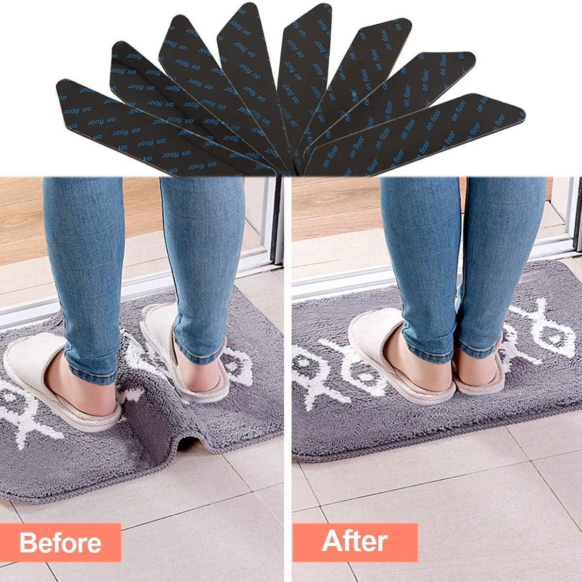 UCINNOVATE 16X Carpet Gripper, Anti-Slip Rug Grippers Mat Reusable anti Curling Rug Gripper Carpet Underlay Carpet Stopper, Strong Stickiness and Easy to Remove 180Mm*30Mm*2Mm image number 1