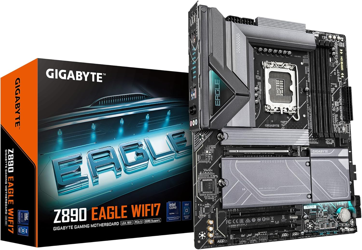 GIGABYTE Z890 Eagle WIFI7 Motherboard - Supports Intel Core Ultra (Series 2) Cpus, 14+1+2 Phases VRM, up to 8800Mhz DDR5 (OC), 1Xpcie 5.0 + 3Xpcie 4.0, Wi-Fi 7, 2.5Gbe LAN, Thunderbolt 4 image number 2
