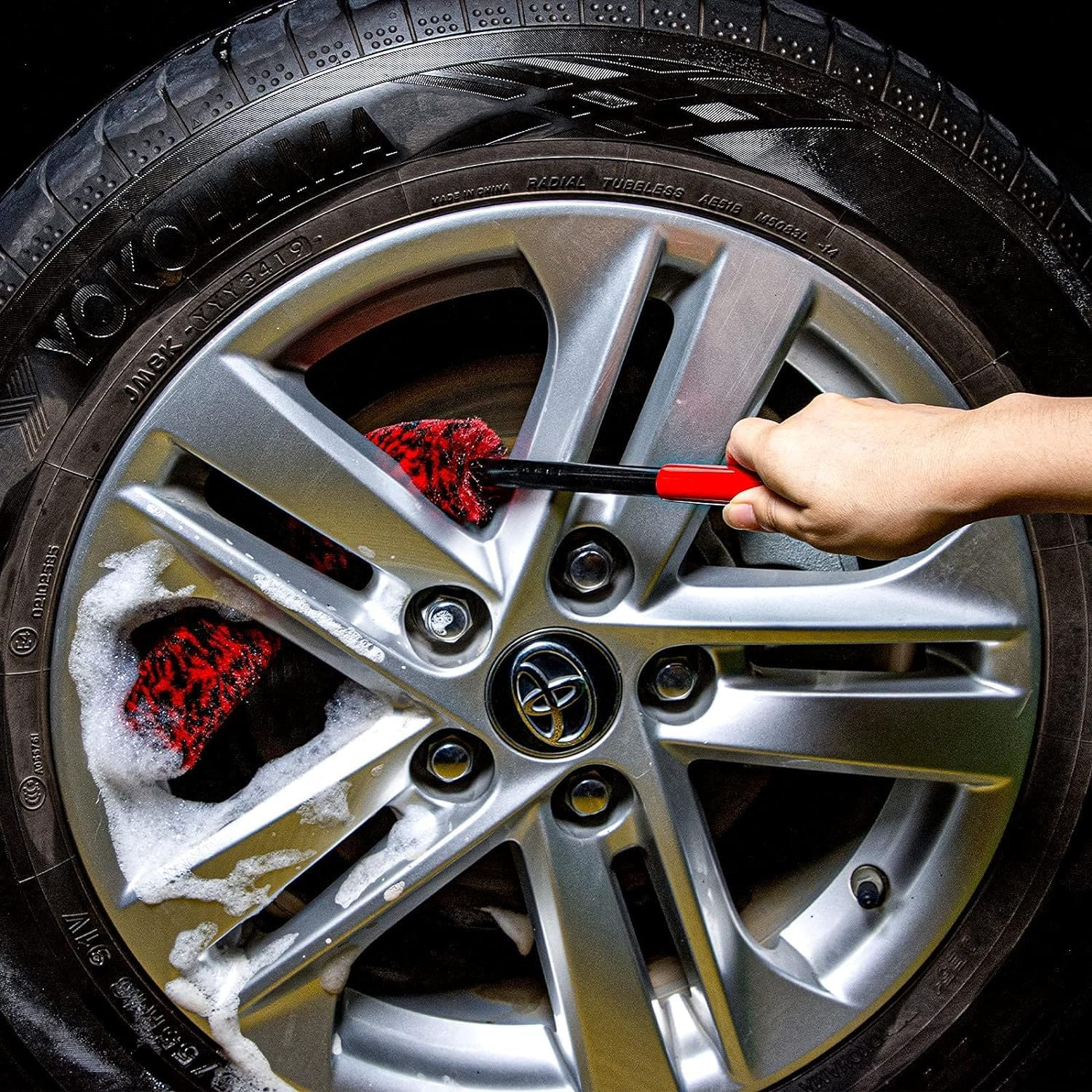 3 PCS Car Wheel Cleaning Kit, Soft Wheel Woolies Cleaning Brush, Detailing Brush for Cleaning Wheels, Rims, Fenders image number 2