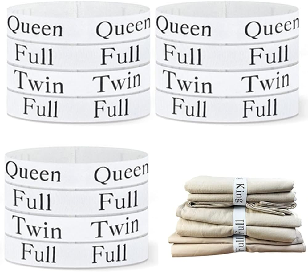 Cuicanfla 12 Pieces Bed Sheet Organizer Bands, Closet Organization Sheet Straps, Sheet Keepers and Storage Labels for Linen Closet, Elastic Bedding Straps for Folding Bedsheets, Sheet Sets, Duvets image number 4