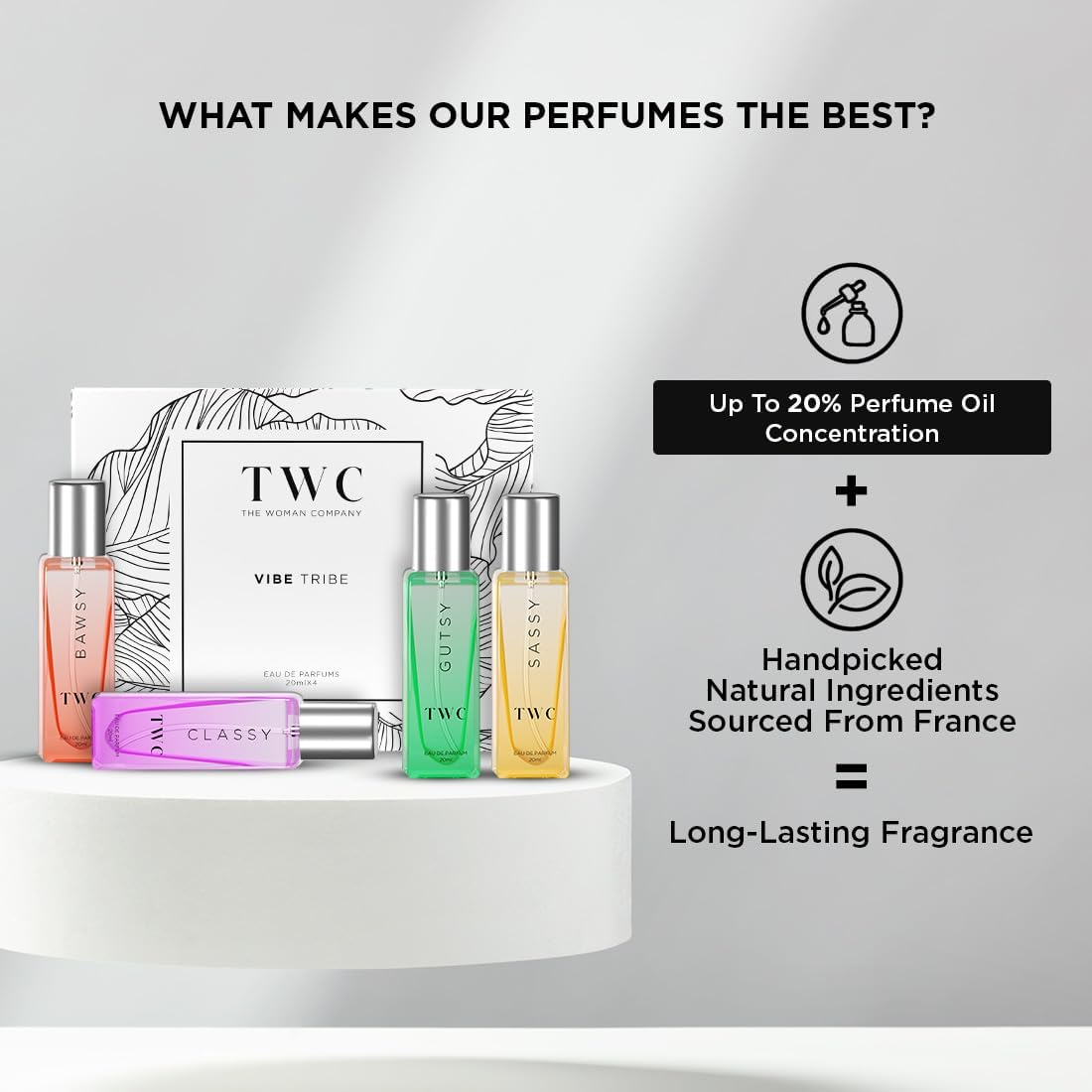The Woman Company Specially Curated Perfume Gift Set 4*20Ml Vibe Tribe, Luxury Long-Lasting Fragrance, Bawsy for Office Going, Classy Date, Gutsy Outing, Sassy Party for Women & Girls - Citrus, Spray image number 5