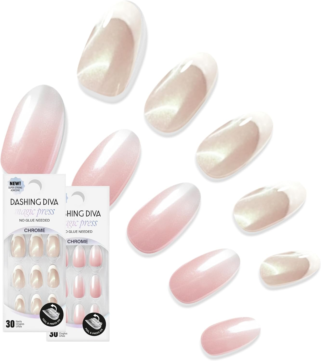 Dashing Diva Magic Press Premium Nail Bundle - Kept Simple Collection - Press on Nails - French Glaze Almond & Rosewater Glaze Almond - Long Lasting Gel - Lasts up to 7 Days - 2 Sets