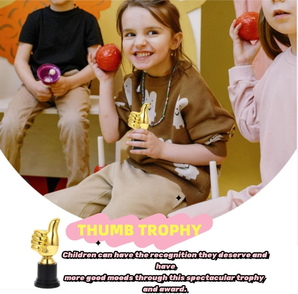 DACUAN 4Pcs Gold Trophy plus Thumbs Up,Trophies Thumbs up Trophies, Trophies Gold Trophy Awards Rewards Trophies Trophy,Gold Trophy Cup Trophy for Kid for Award Ceremony image number 1