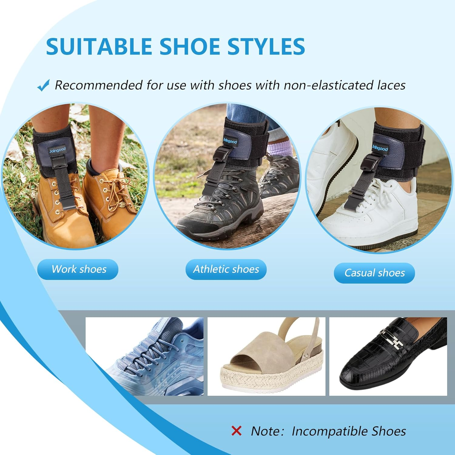 AFO Foot Drop Brace for Walking, Drop Foot Brace for Walking with Shoes, Adjustable Foot Brace for Drop Foot Support, Soft Drop Foot Braces, Fits Left or Right Foot, Women & Men(S/M)