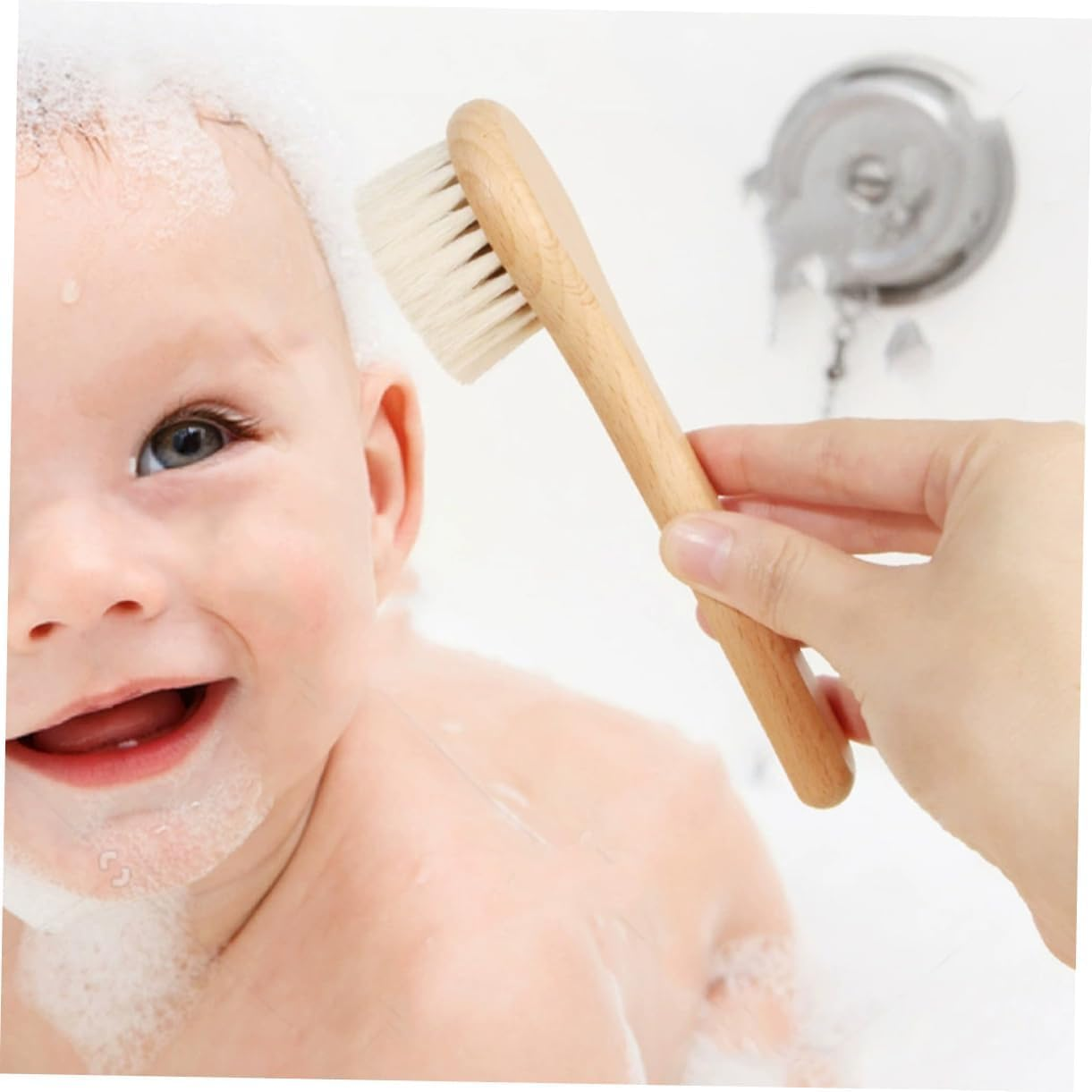 Wooden Baby Hair Brush and Comb Set, 2 Piece Wood Newborn Baby Hair Brush Set,Soft and Gentle Newborn Baby Brush and Comb Set, Soft Gentle Bristles, for Newborns image number 1