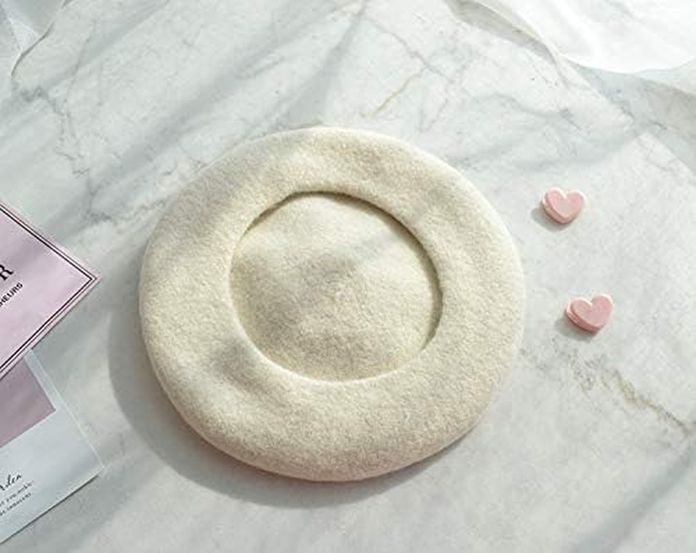 Manual Wool Egg Yolk Beret Lovely Gift for Winter Poached Egg Berets Cap Hat for Women Girls White image number 2