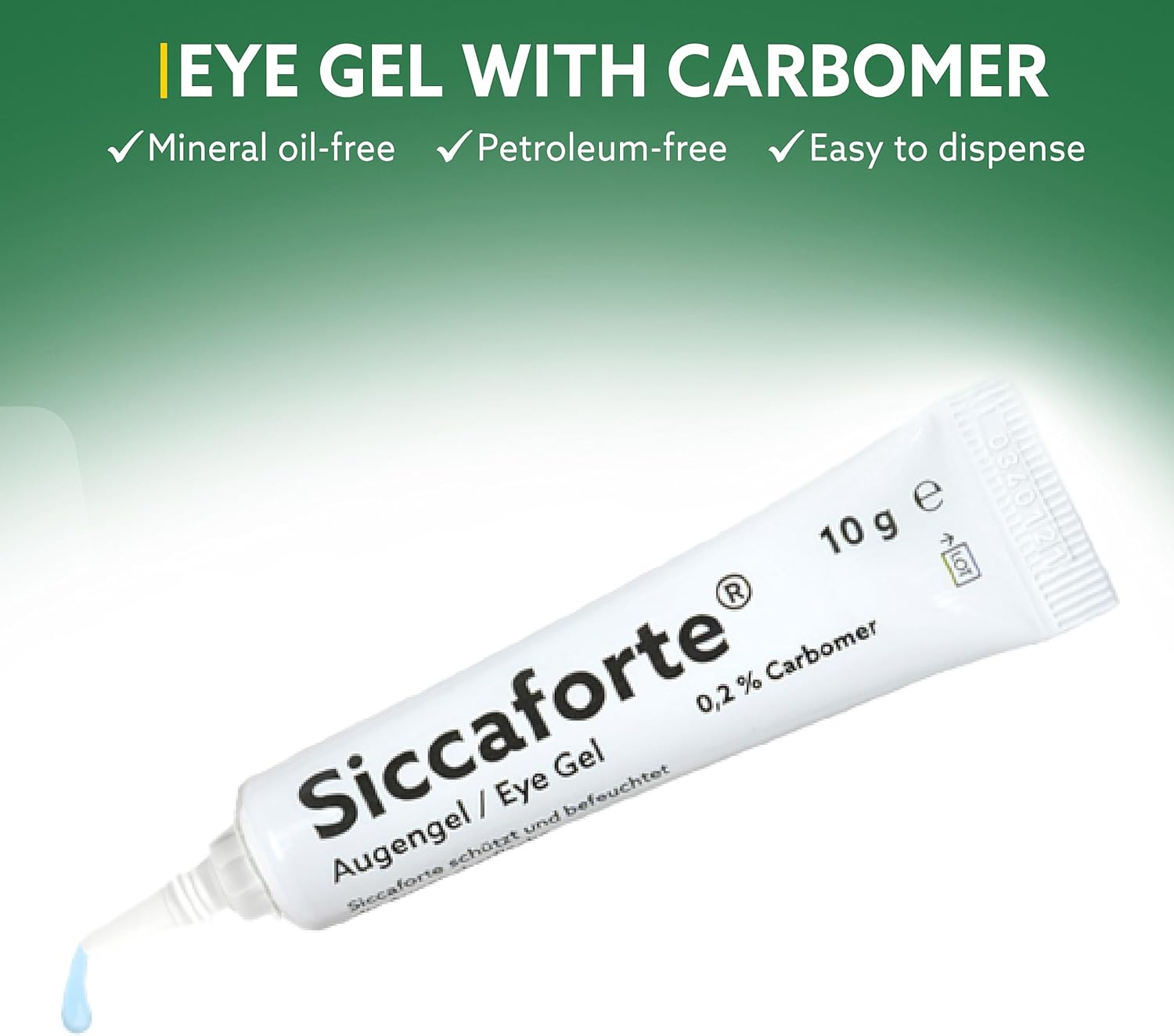 Siccaforte Intensive Dry Eye Gel with Carbomer | Corneal Gel & Eye Lubricant | Hydrate Dry Eyes | Relief against Irritated and Sore Eyes | Day Time Use image number 3