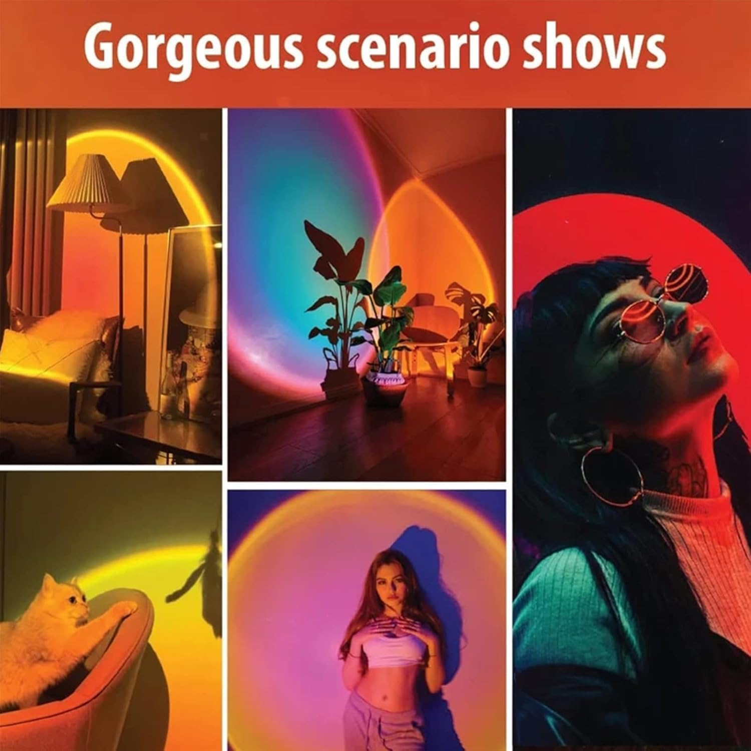 Sunset Lamp, [17 Colors-In-1] Sunset Projection Lamp, 360&deg; Rotation Sunset Projector Lamp Romantic Visual LED Projector Light for Photography Vlog, Background Party, Bedroom Decor and Festival Gift image number 3