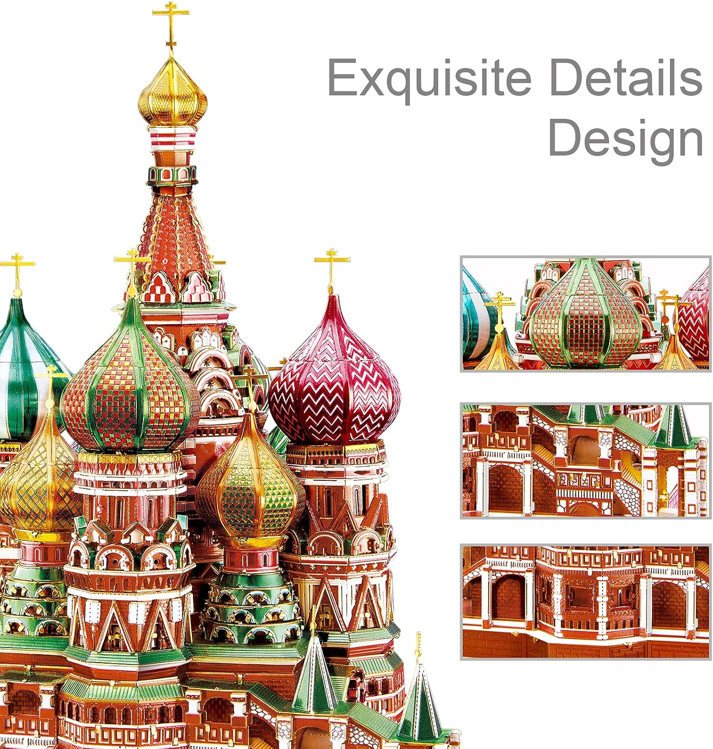 Piececool 3D Metal Puzzle Model Kits Saint Basil&rsquo;S Cathedral Metal Building Kit for Adults, Brain Teaser DIY Metal Model Kits for Teens Man Woman Family-711 Pcs image number 2