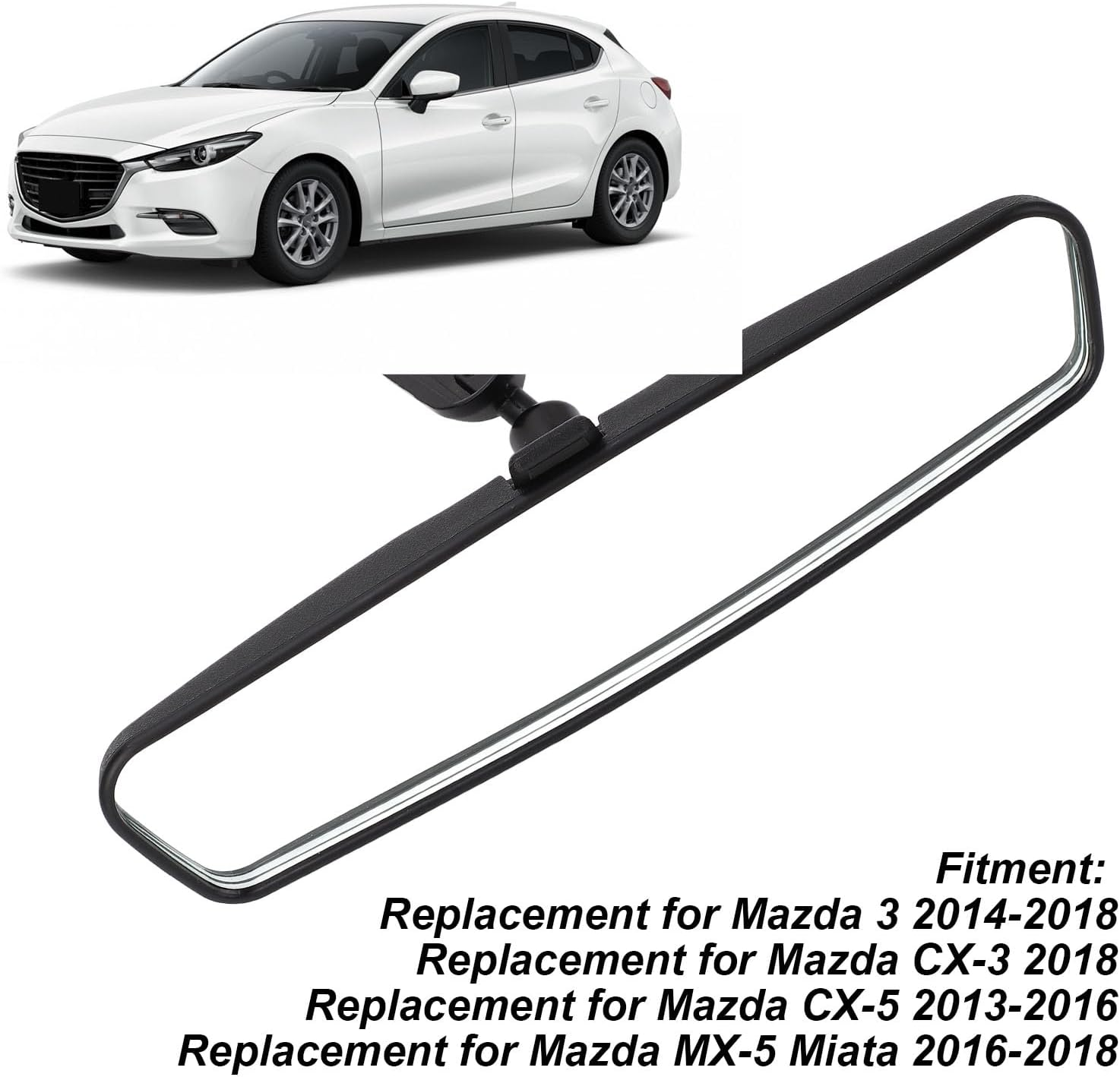 Interior Rearview Mirror with Broad View and Clear Reflection Safer Driving Replacement for 3 CX-3 CX-5 MX-5 image number 5