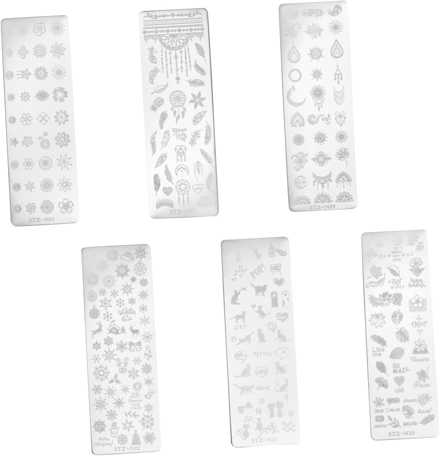LOLIPPYY 6Pcs Floral Nail Art Stamping Plates Botanical Nail Charms Decorations for Manicure image number 6