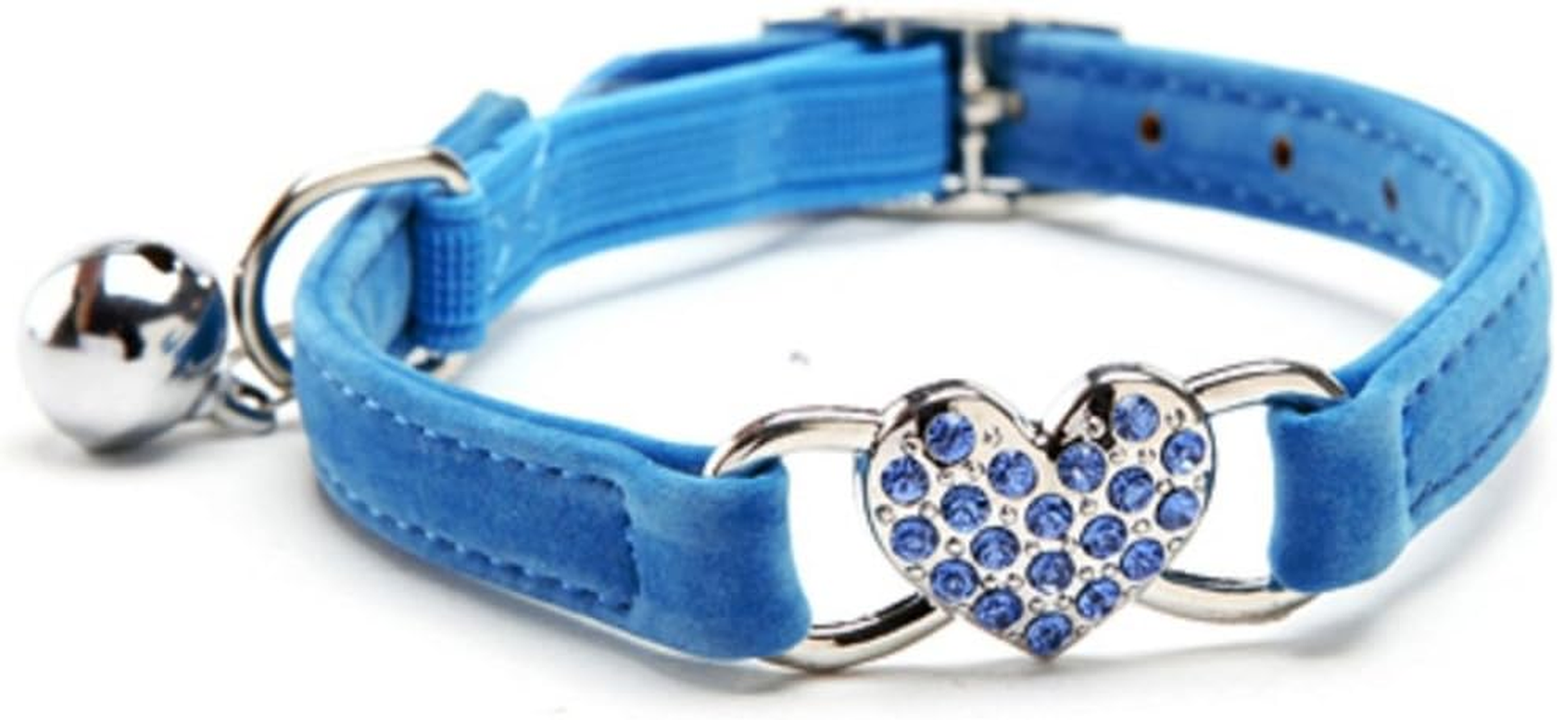 Pink Heart Bling Cat Collar with Safety Belt and Bell 8-11 Inches image number 2