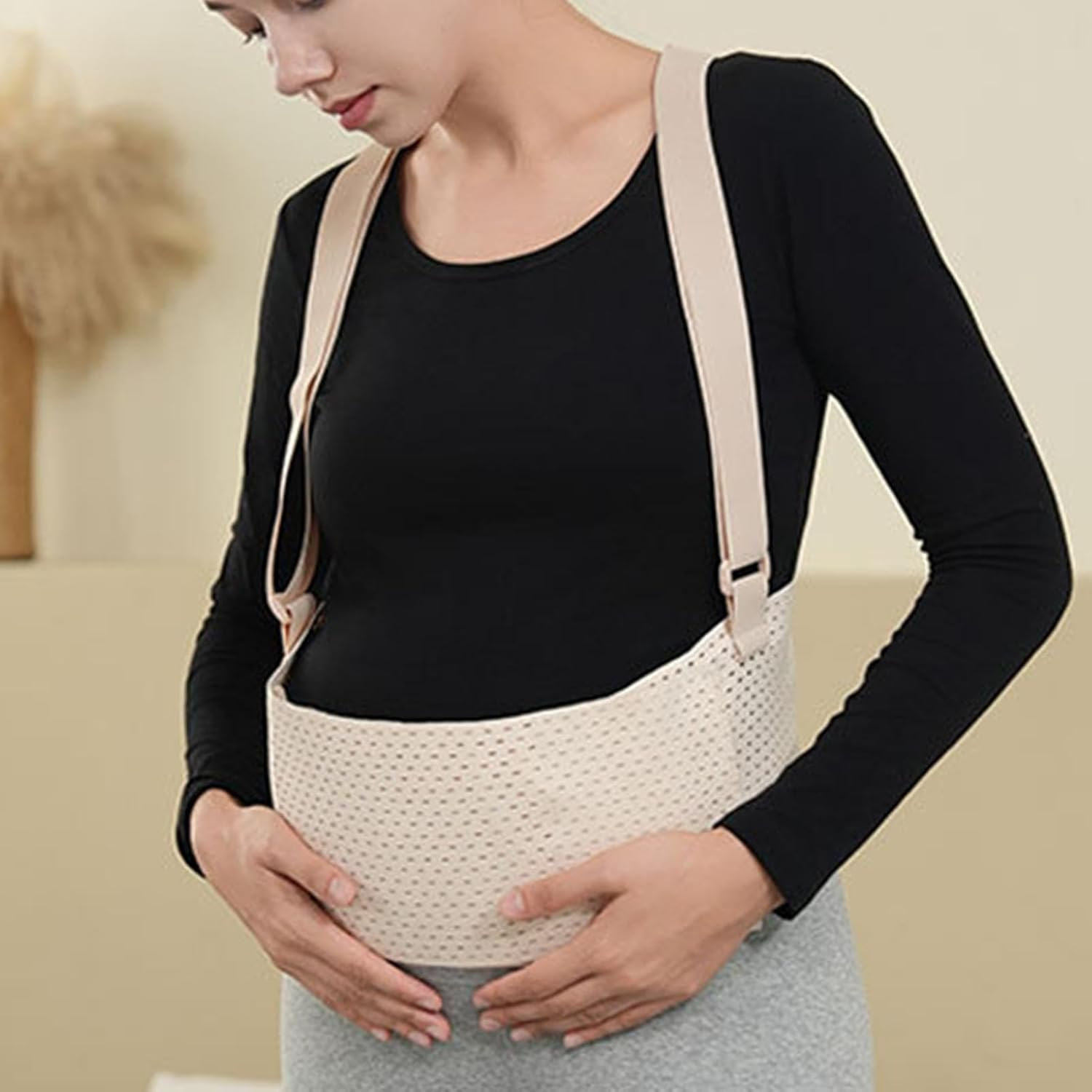 Maternity Belly Band,Breathable Maternity Belt Belly Band - Pregnancy Band, Adjustable Pregnancy Belly Support for Late Mid-Pregnancy Home, Outdoor - L image number 2