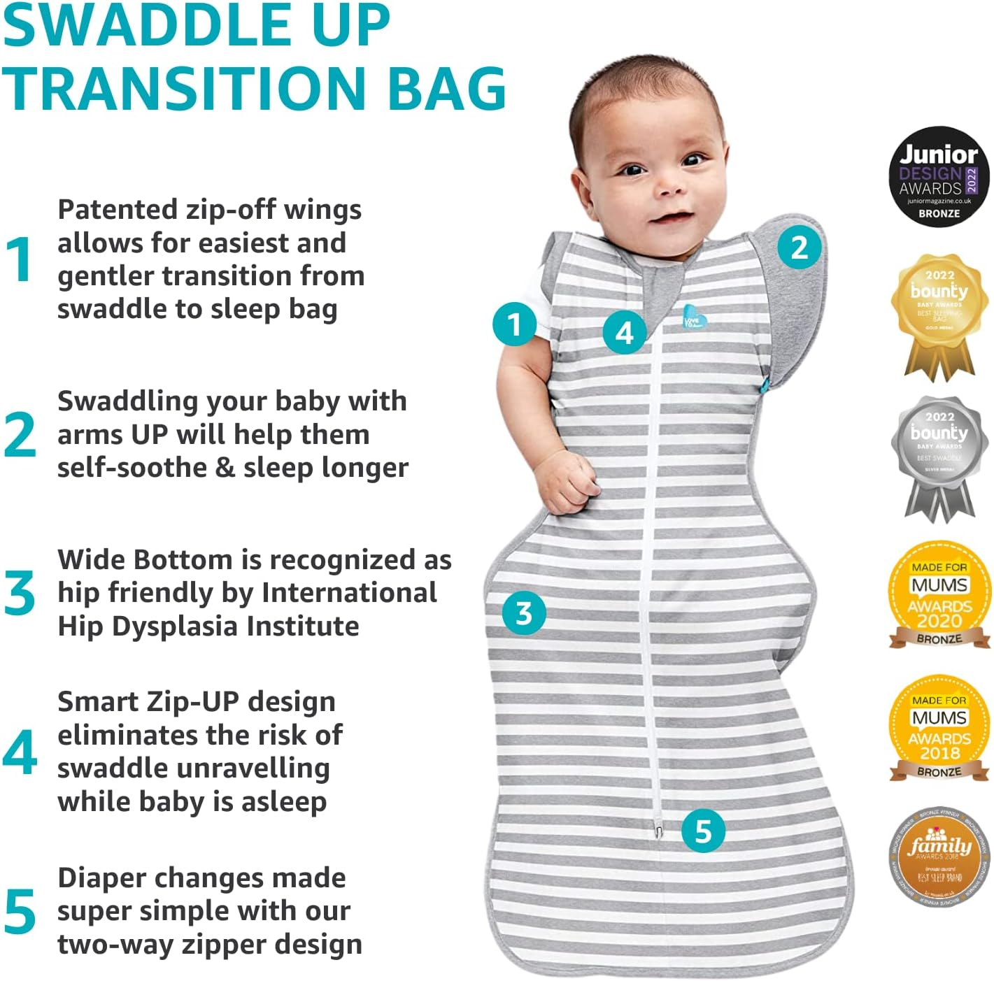 Love to Dream Transition Bag 1.0T Organic Cotton, Medium (6-8.5Kg) Stage 2, Ideal for Moderate Room Temperatures (20-24&deg;C), Soft & Comfortable, Plain, Cream image number 4