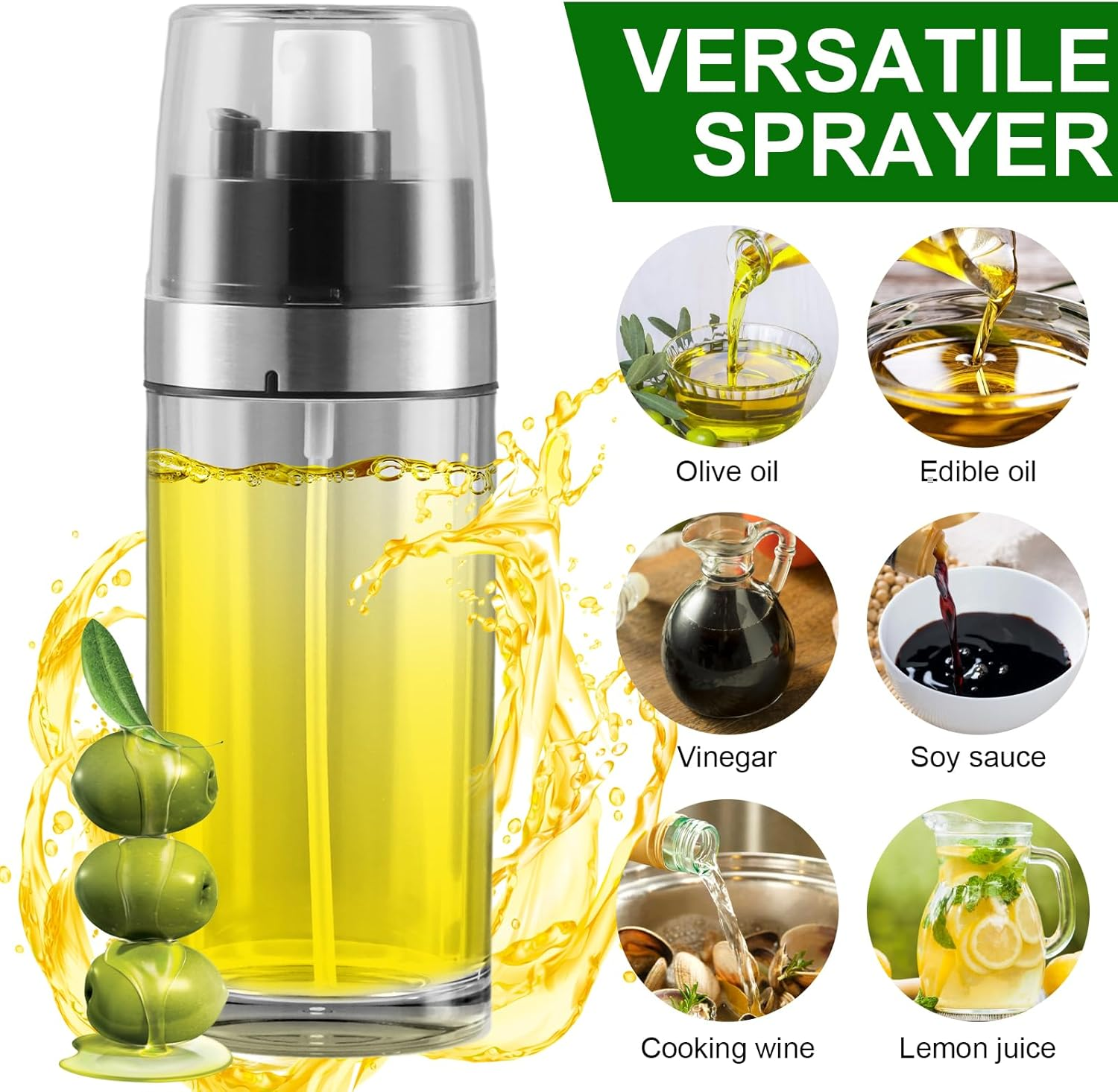 Oil Spray Bottle, Oil Dispenser Spray and Pour, Oil Sprayer for Cooking Air Fryer, Oil Mister Spray Bottle, Olive Dispenser Bottle for Kitchen image number 6