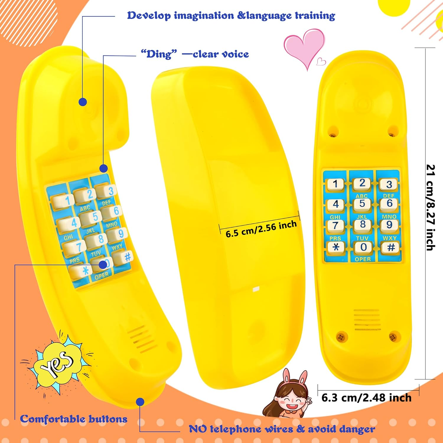 Swingset Phone Toys Playground Treehouse Phone Pretend Telephone Toy with Numeric Key for Kids Outdoor Playground Treehouse Jungle Gym Accessories (Yellow) image number 1