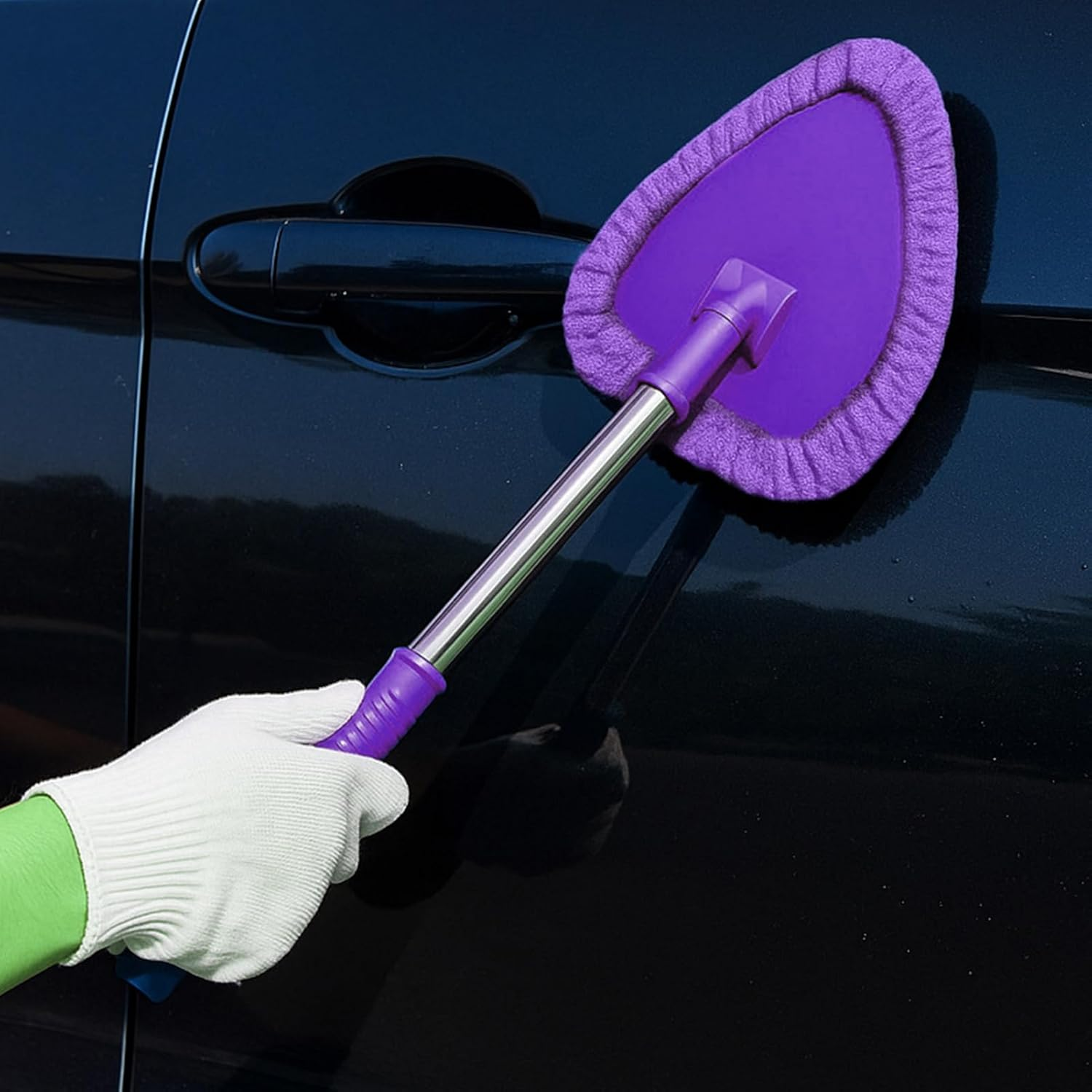 Windshield Cleaner inside - Soft Non Slip Compact Wiping Tool | Car Windshield Cleaner Tool - for Automotive Vehicle Trunk Home Indoor Garage Outdoor Father Friend - Purple image number 3