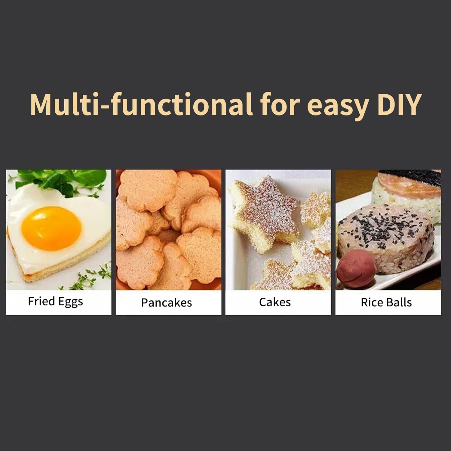 Frying Egg Ring,8 Shape Molds Kitchen Gadget with Brush - Kitchen Egg Shaper Rings - for Hamburger Salad Sandwich Pancake Omelette image number 1