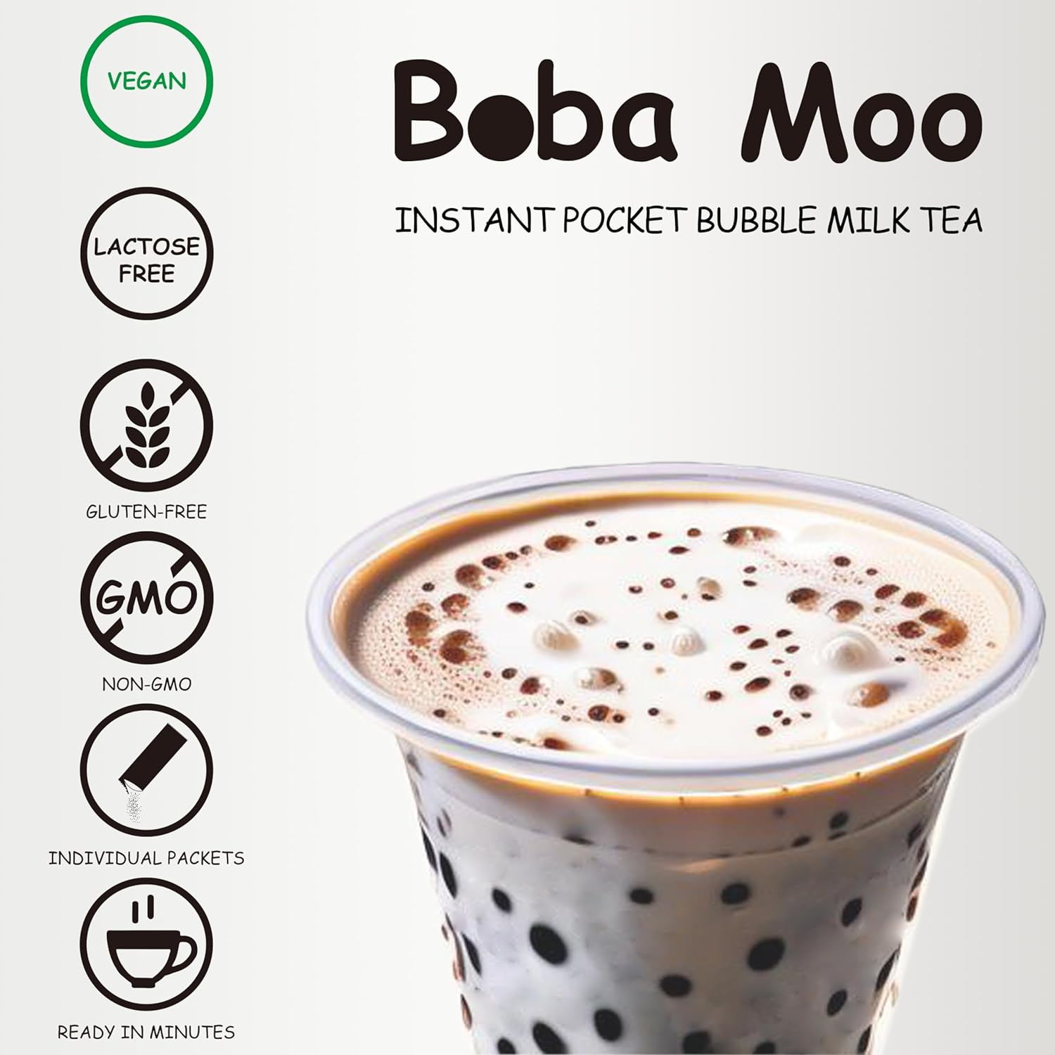 Boba Moo Mini Premium Boba Tea Kit with Classic Milk Tea Flavor - Only 10,000 Kits Yearly, Small Batch Bubble Tea Kit with Exceptional Taste & Chewiness, Vegan, Lactose-Free, 3 Servings image number 2