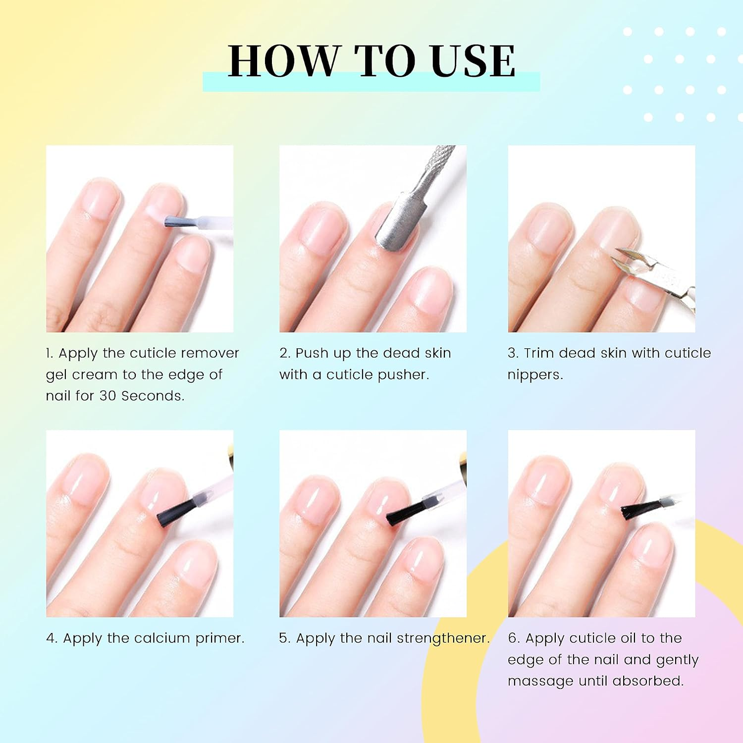 AIJIMEI 4In1 Professional Nail Kit Cuticle Remover Gel Cream Calcium Primer for Strengthening Nails Care with Nail Hardener Nail Strengthener & Cuticle Oil Pen image number 3