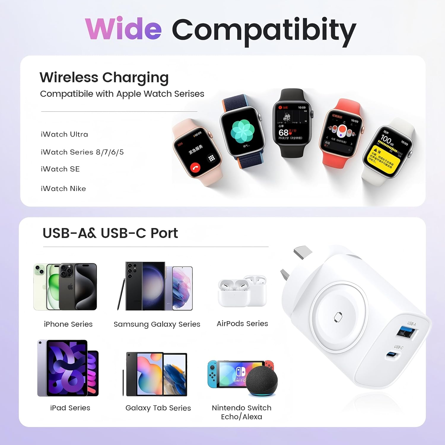 TOPADRE for Apple Watch Charger with 20W USB C Charger, 3 in 1 PD Fast Charging Wall Iphone Charger for Iwatch Charger Ultra/10/9/8/7/6/Se, Iphone 16/15/15/14 Pro Max, Ipad Pro/Air, White image number 4