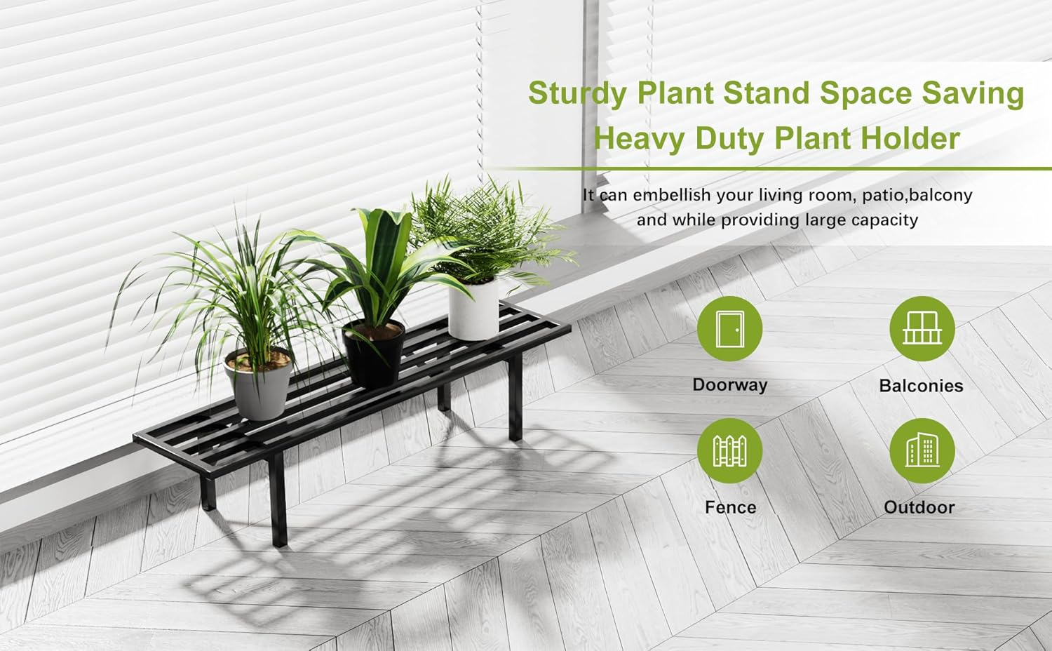 Zhongma One Tier Metal Plant Stand (35.43 L X 8.66 W X 7.9 H) Heavy Duty Plant Holder for Home, Window,Garden, Plant Lovers, Display Stand image number 3