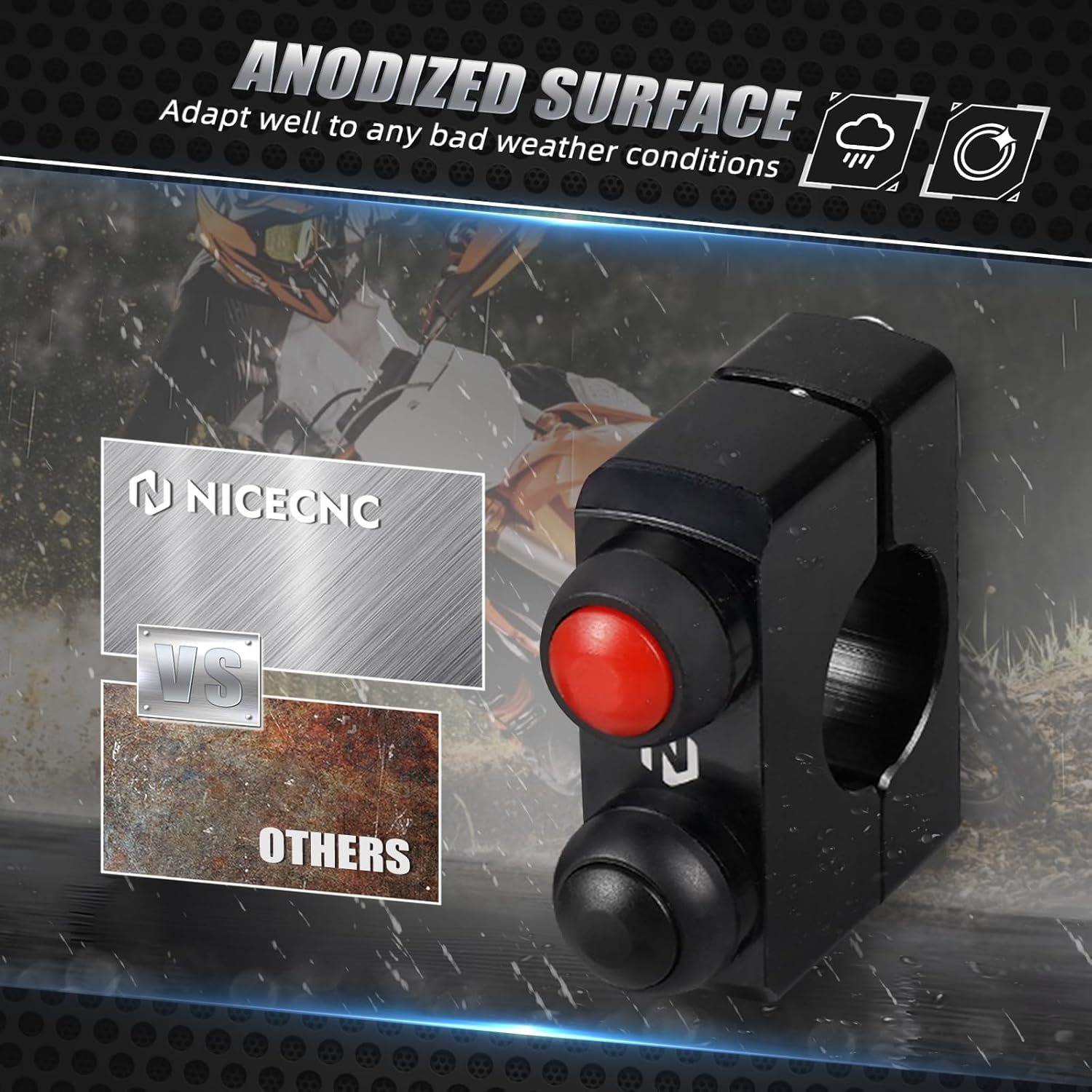 NICECNC Black Control Switch Start Kill Button Compatible with KTM 150-500 XC-W XCF-W EXC EXC-F 2008-2023,Compatible with Husqvarna TE FE 150-501 2014-2023,See Fitment image number 6