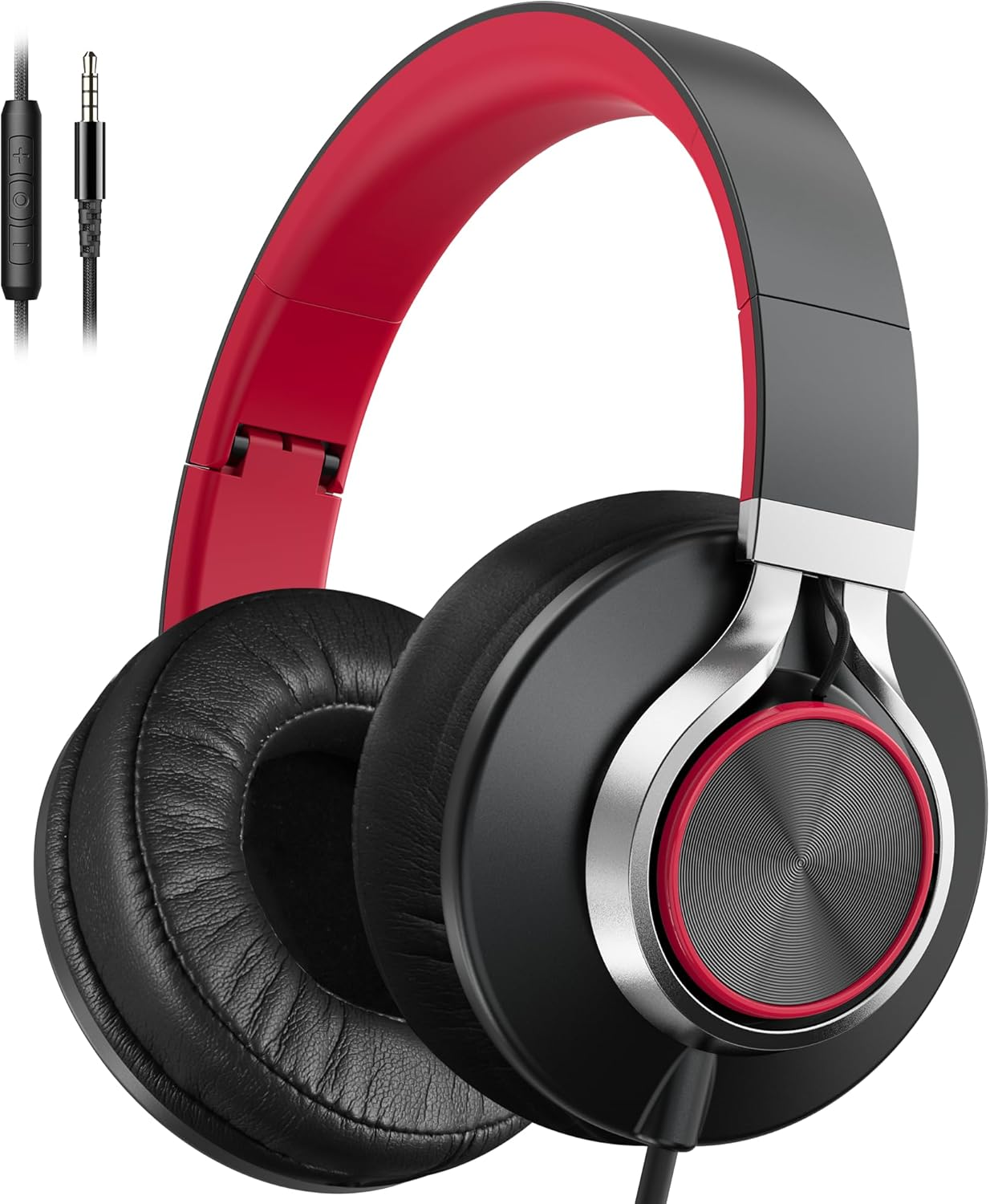 AILIHEN Headphones Wired with Microphone & Volume Control, Over-Ear Foldable Noise Isolation Headsets 3.5Mm for Teens Adult (Grey), A-C9024