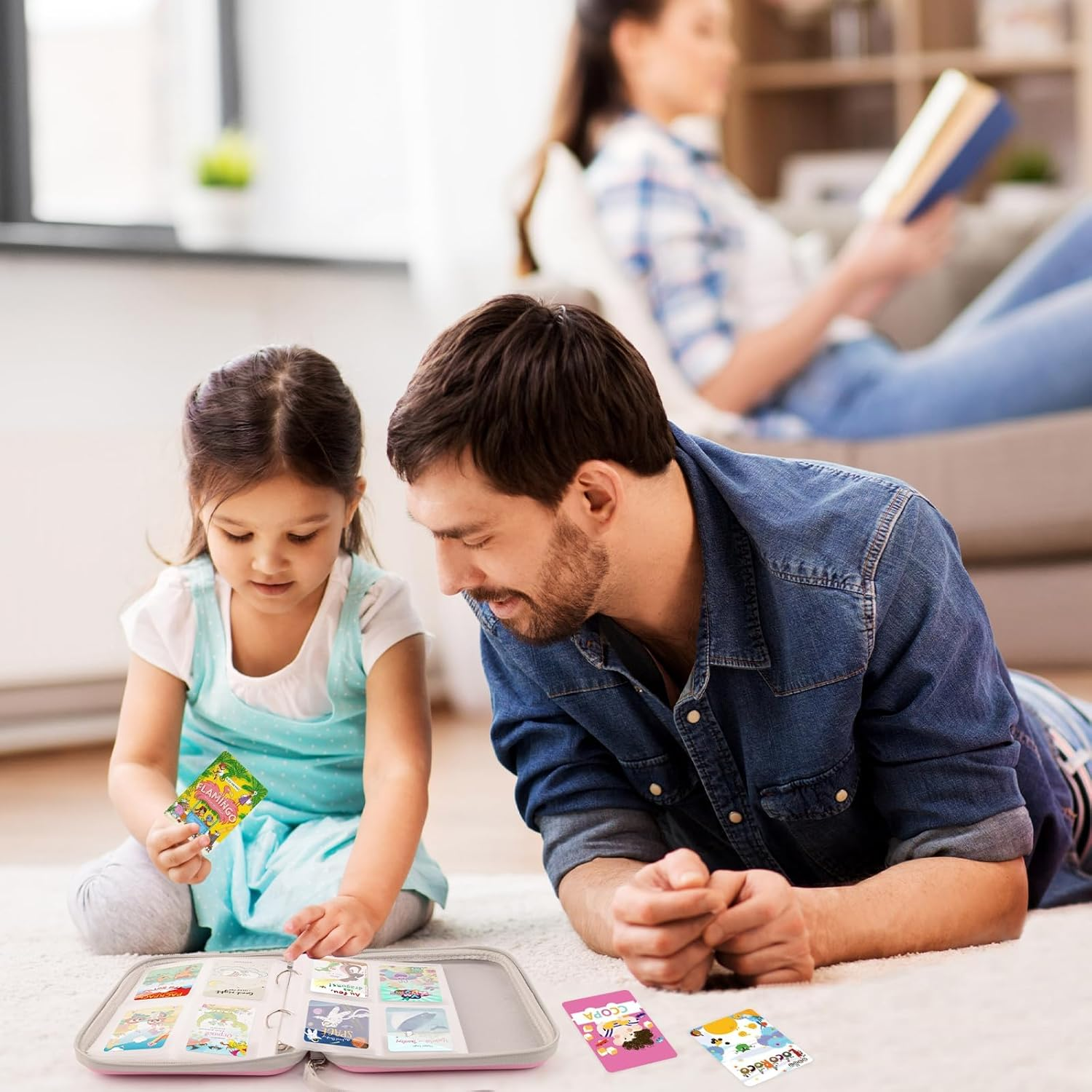 Card Holder Compatible with Yoto Player Cards,Card Binder Holder with Sleeves for Travel，80 Pockets Soft Portable Kids Card Case Zipper Fit for Player & Mini Audiobook Cards Pink