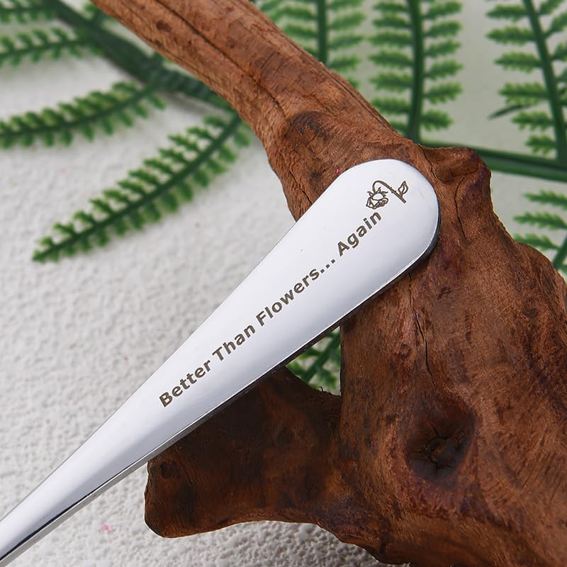 Long Distance Relationship Gifts for Women Fiancee Christmas Birthday Gifts for Girlfriend from Boyfriend Wife Anniversary Wedding Gift from Husband Engraved Spoons Serrated Melon Spoon with Teeth image number 3