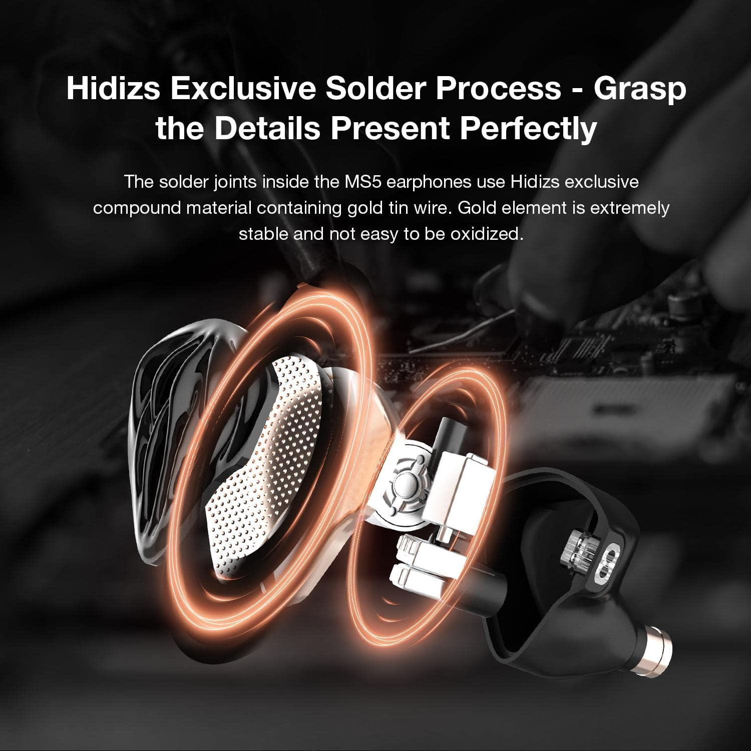 Hidizs MS5 4BA+1DD Hybrid 5 Units Hifi In-Ear Monitors Earphone, Noise Lsolation Personalized Spatial Audio, Hybrid Banlance Armature Headphones for Smartphones Computer (Black) image number 3