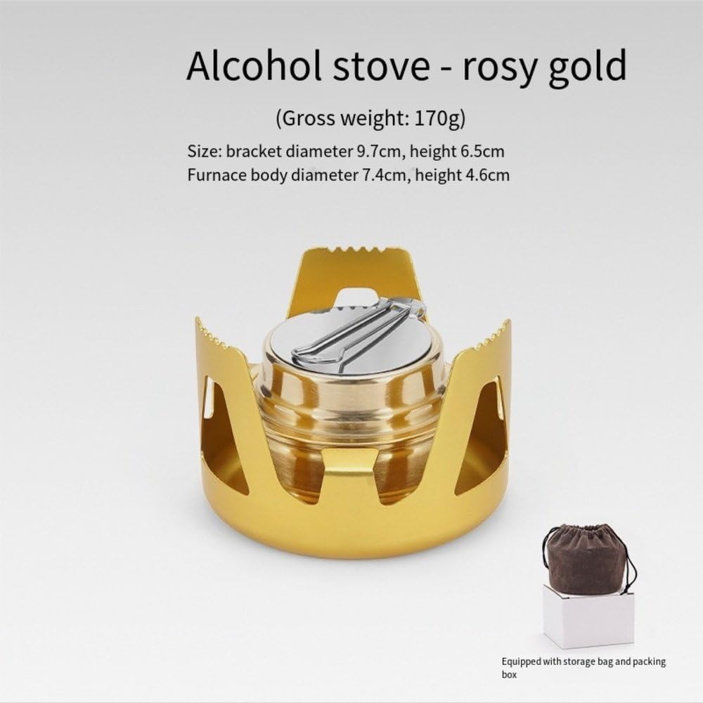 Outdoor Mini Alcohol Stove Kit, Ultra-Light and Portable Camping Stove, Gold image number 1