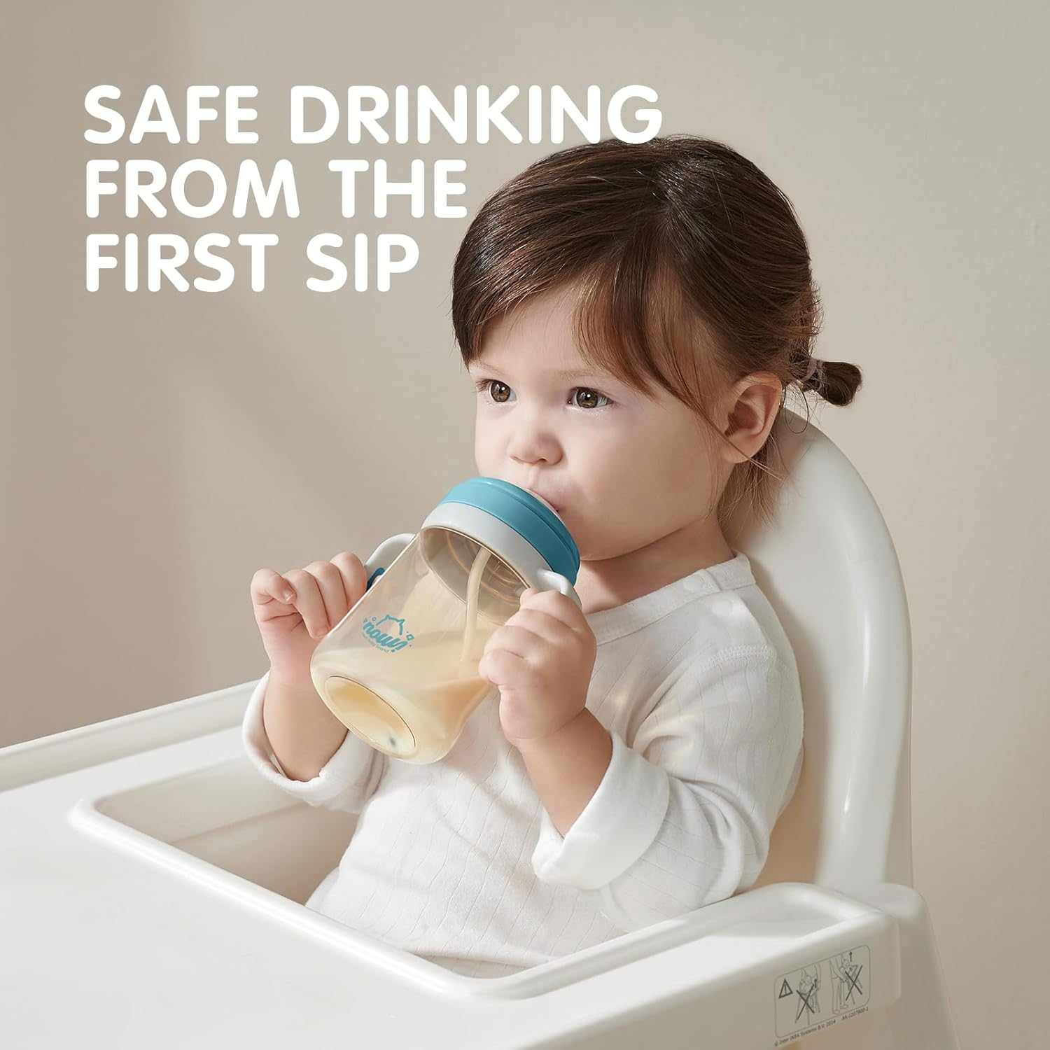 Nouri Training Cup with Weighted Straw Anti-Colic Leak-Proof Toddler Cups Sippy Cup with Straw Handle for Baby and Toddlers 10Oz/300Ml Spill Proof No Spill Magic Baby Bottle for 6 Month+ Drinking - Pink image number 3