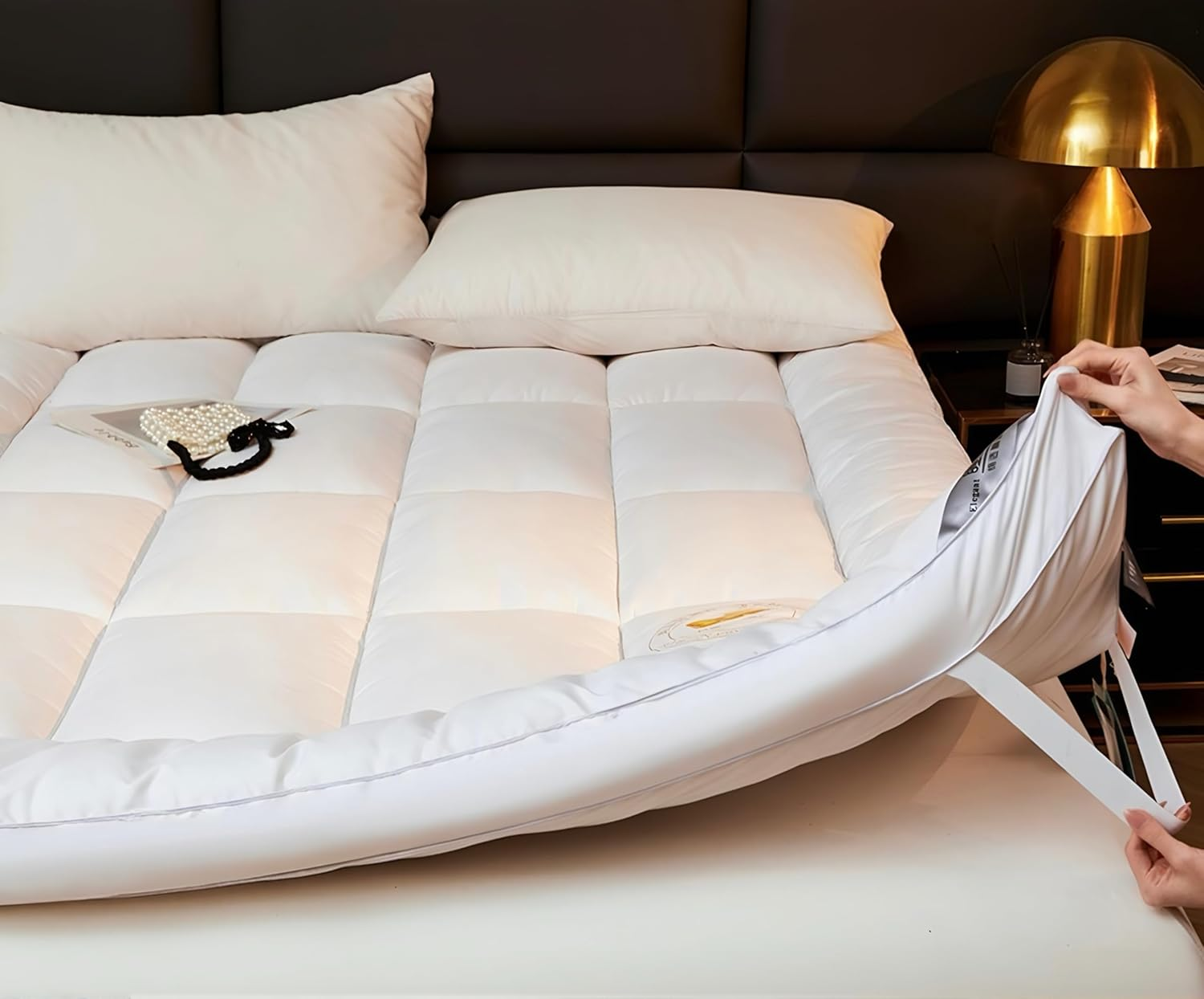 5Cm Soybean & Microfiber Mattress Topper 1400 GSM, Queen & King Size - Cool, Plush & Supportive | Combines Breathability with Cloud-Like Comfort | Hypoallergenic, Machine Washable image number 5