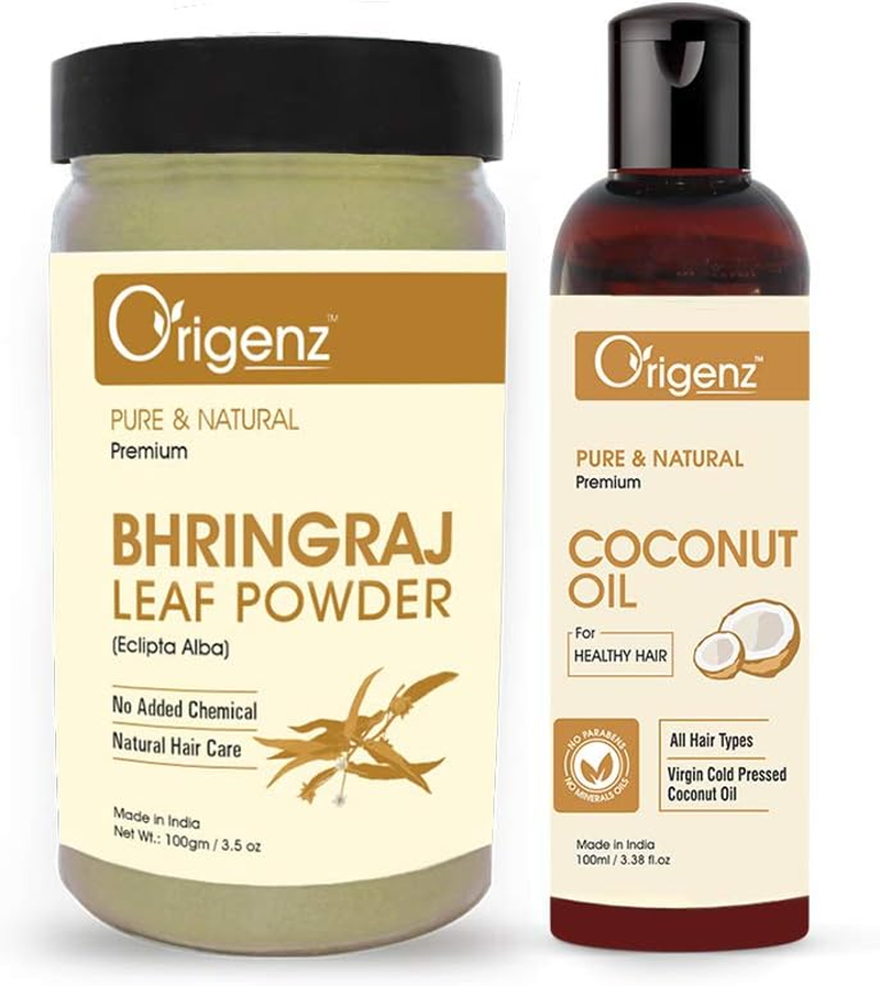 Origenz Premium Hair Care Combo (Bhringraj Powder 100Gm + Coconut Oil 100Ml) image number 2
