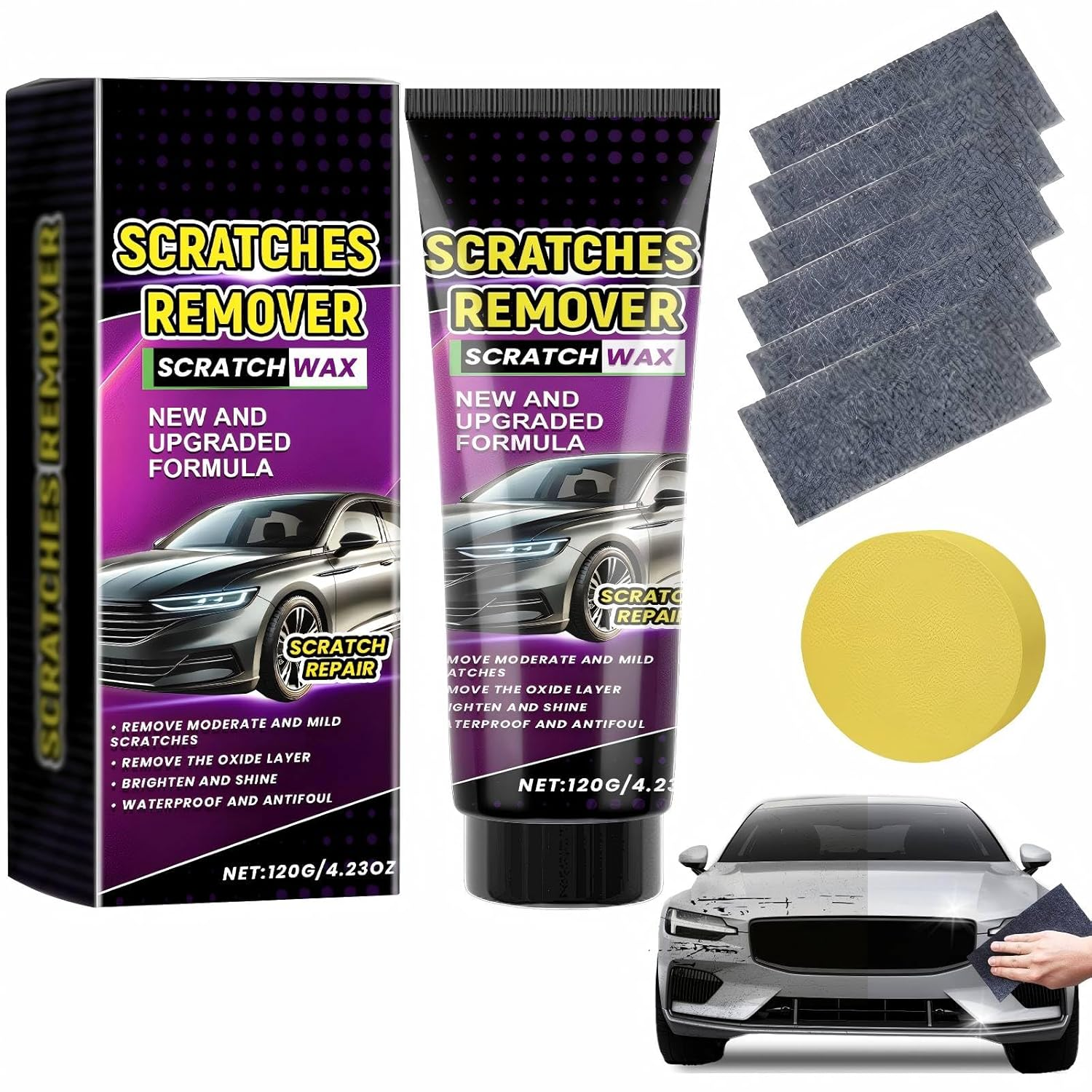 1PCS Nano Sparkle Cloth Car Scratch Remover 2025 Upgrade, Nanosparkle Cloth for Car Scratch Remover, Easy to Repair Paint Scratches,Water Spots Surface Polishing
