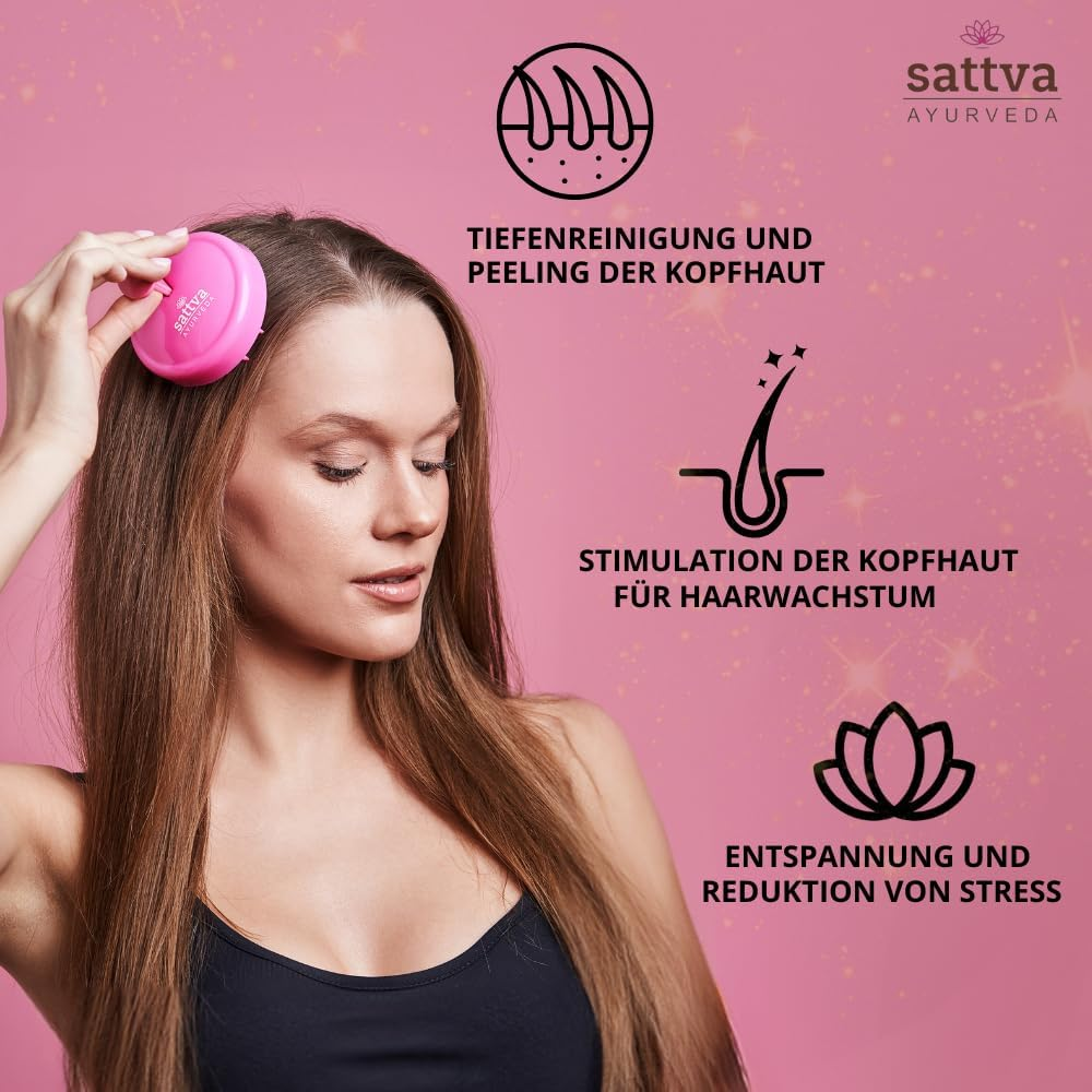 Sattva Scalp Massage Brush for Hair - Hair Scalp Massager Hair Growth - Hair Growth & Exfoliation, Ergonomic Head Massage Brush for Wet and Dry Application, Shampoo Brush (Pink) image number 1
