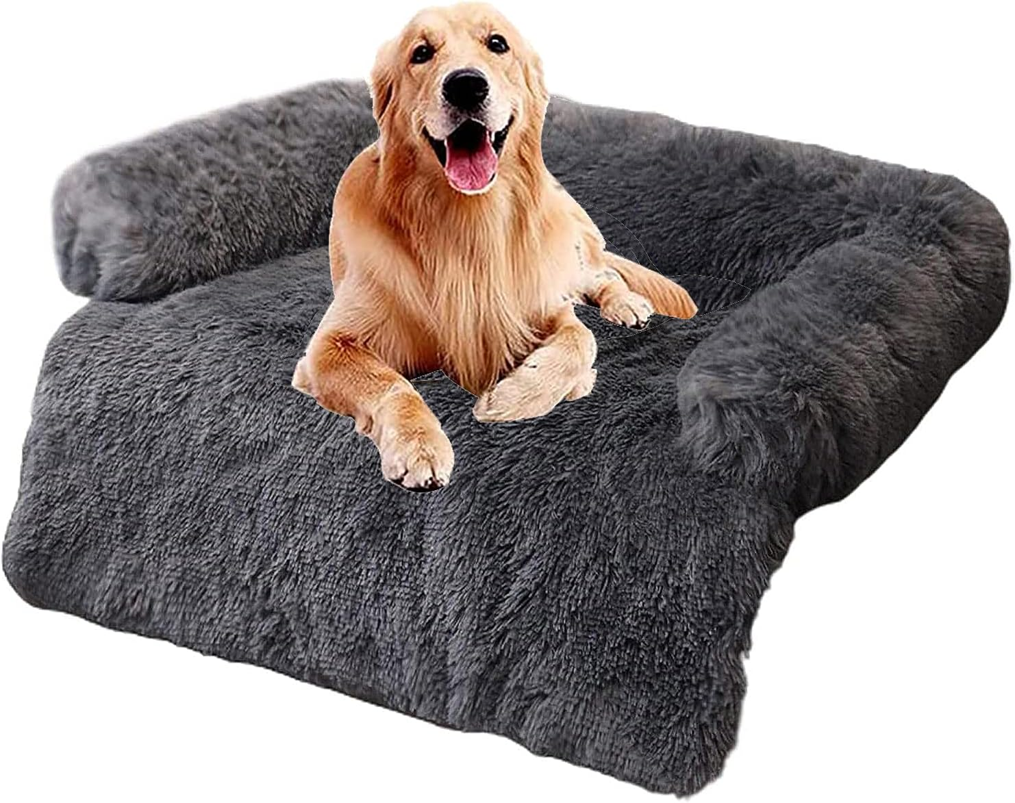 Pet Bed Soft Dog Bed, Deluxe Dog Sofa, Plush Dog Basket with Zipper, Dog Blanket Cozy Dog Couch for Small, Medium-Sized Dogs and Cats,Grau,L image number 4