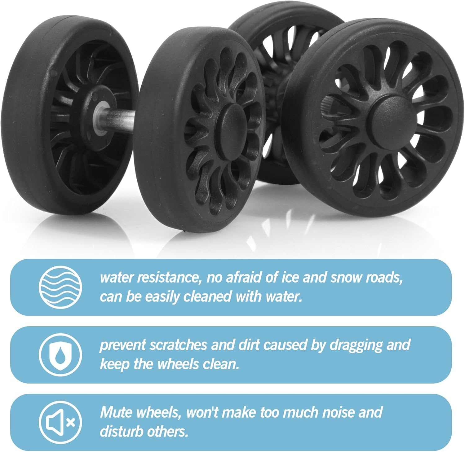 Volein 4Pcs Replacement Luggage Wheels 2 In, Spinner Wheel Repair Set, 50 Mm Wear-Resistant Suitcase Replacement Wheels Trolley Casters Repair Kits Rubber Wheels image number 4