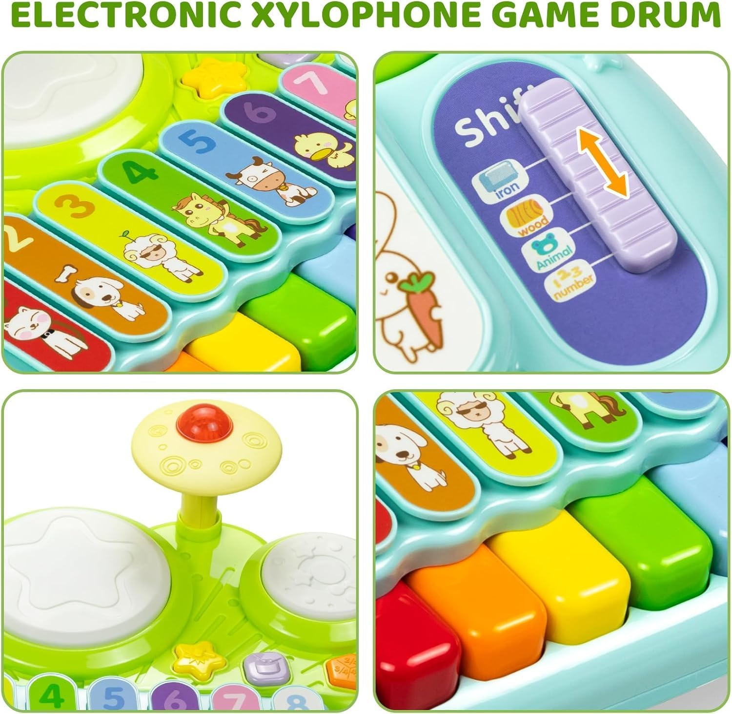 Baby Musical Toys 3 in 1 Piano Keyboard Xylophone Drum Set for 1 Year Old Girls Boys Age 2 Music Instrument Learning Toys Toddlers 1-3 0-2 First Birthday Gift Infant Baby Toy 6 9 12 18 Month