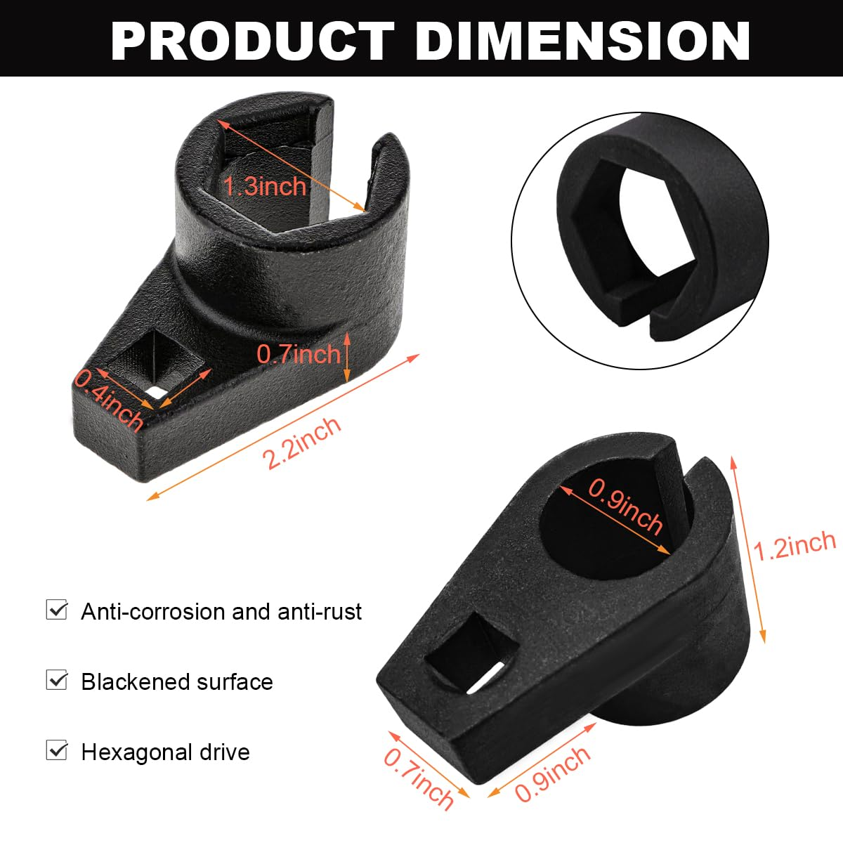 Oxygen Sensor Socket, 3/8-Inch Drive by 7/8-Inch 22Mm, Offset 6-Point, Automotive Oxygen Sensor Remover Tool image number 1