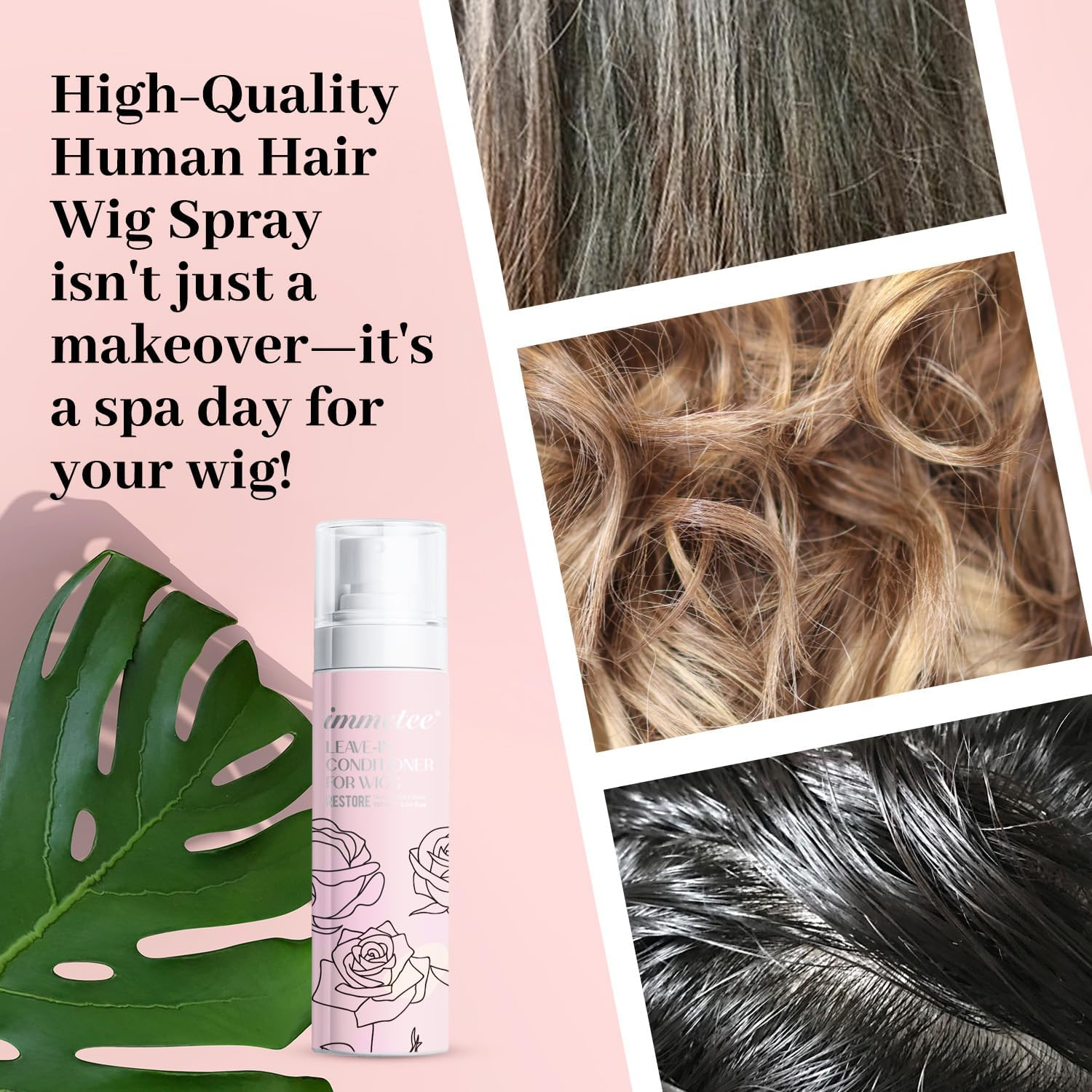 Immetee Synthetic Wig Leave-In Conditioning Spray,Wig Moisturing & Hydrating,Natural Synthetic Hair Wigs 120Ml/4.05Fl. Oz. image number 4