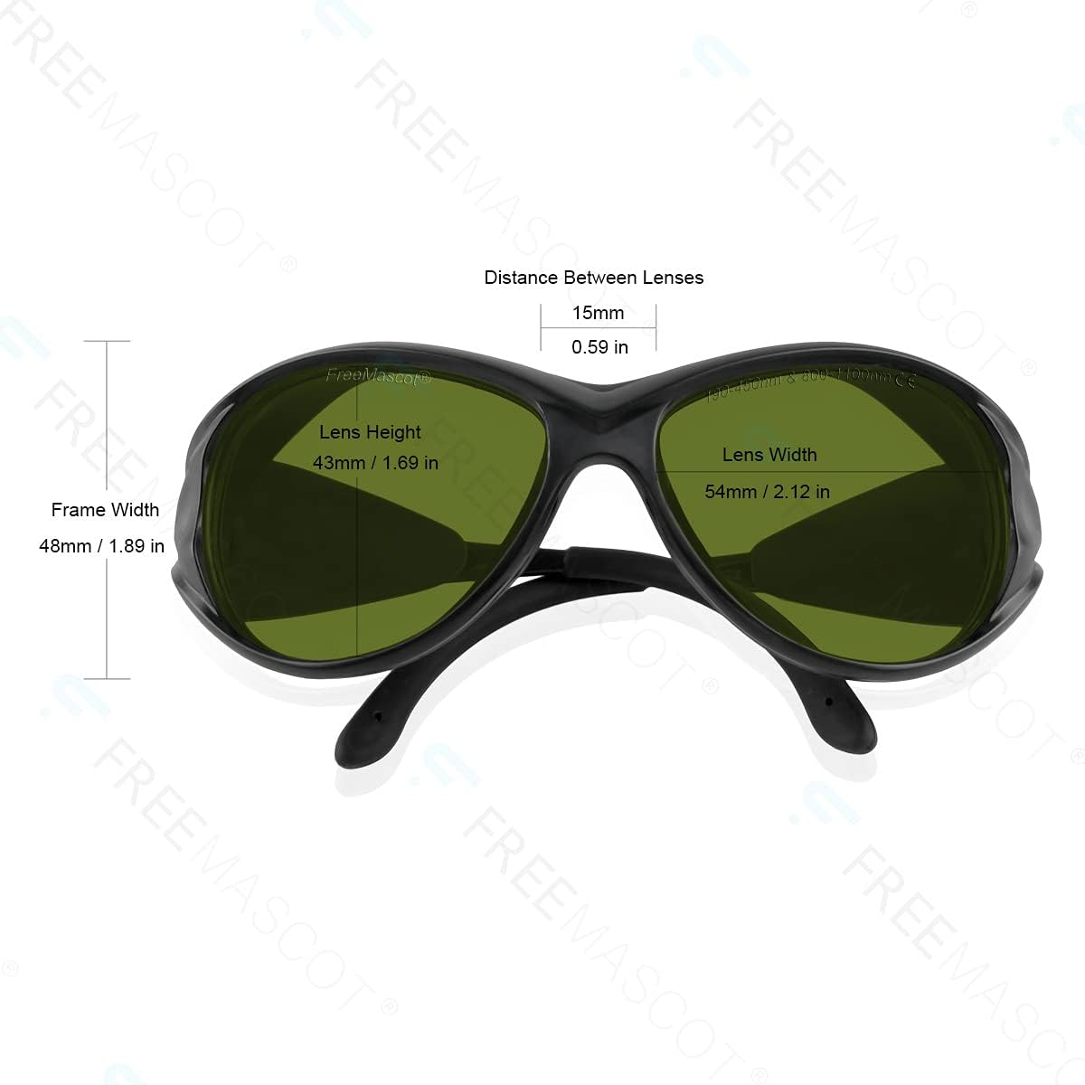 FREEMASCOT OD 8+ 190Nm-450Nm / 800Nm-1100Nm Wavelength Professional Laser Safety Glasses for 405Nm, 450Nm, 980Nm, 1064Nm Laser image number 1