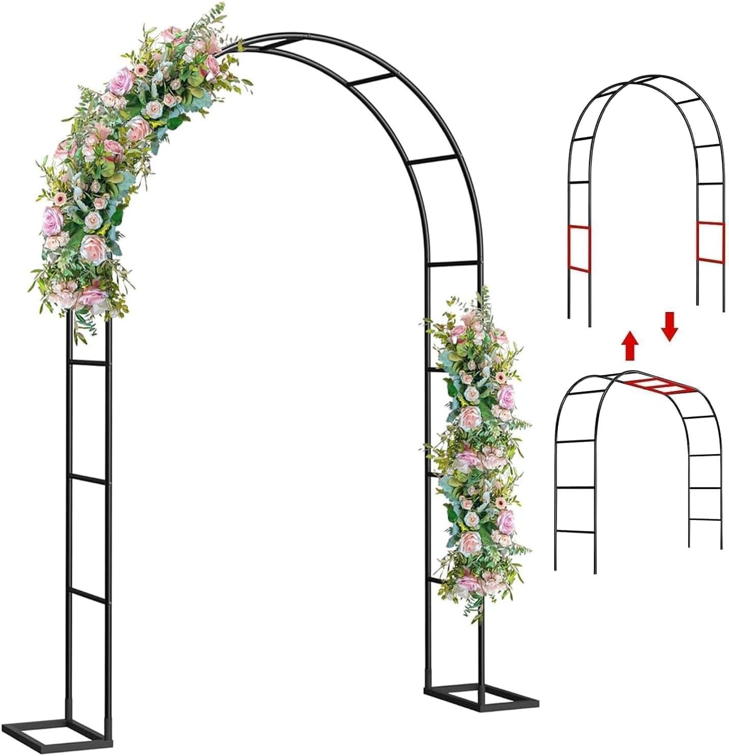 CHONYI Metal Garden Arch,4.6X 7.9 FT High Wedding Party Arch Garden Arbor Flower Arbour for Climbing Plant Outdoor Indoor image number 6