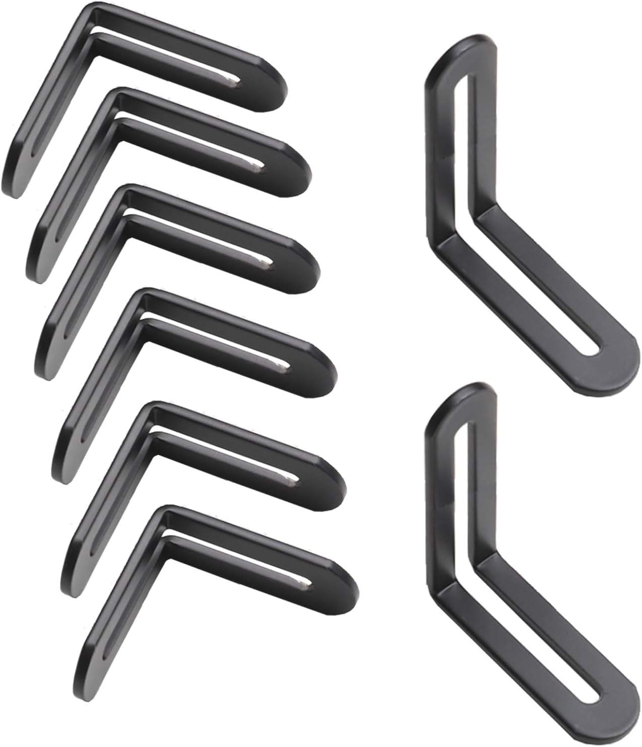 YMAISS 8Pcs Black Slotted L Bracket Adjustable L-Shape Corner Brace with Slot Adjustable Right Angle Brackets Metal Heavy Duty 90 Degree Connector Slidable Slotted (58*58Mm/2.28*2.28")