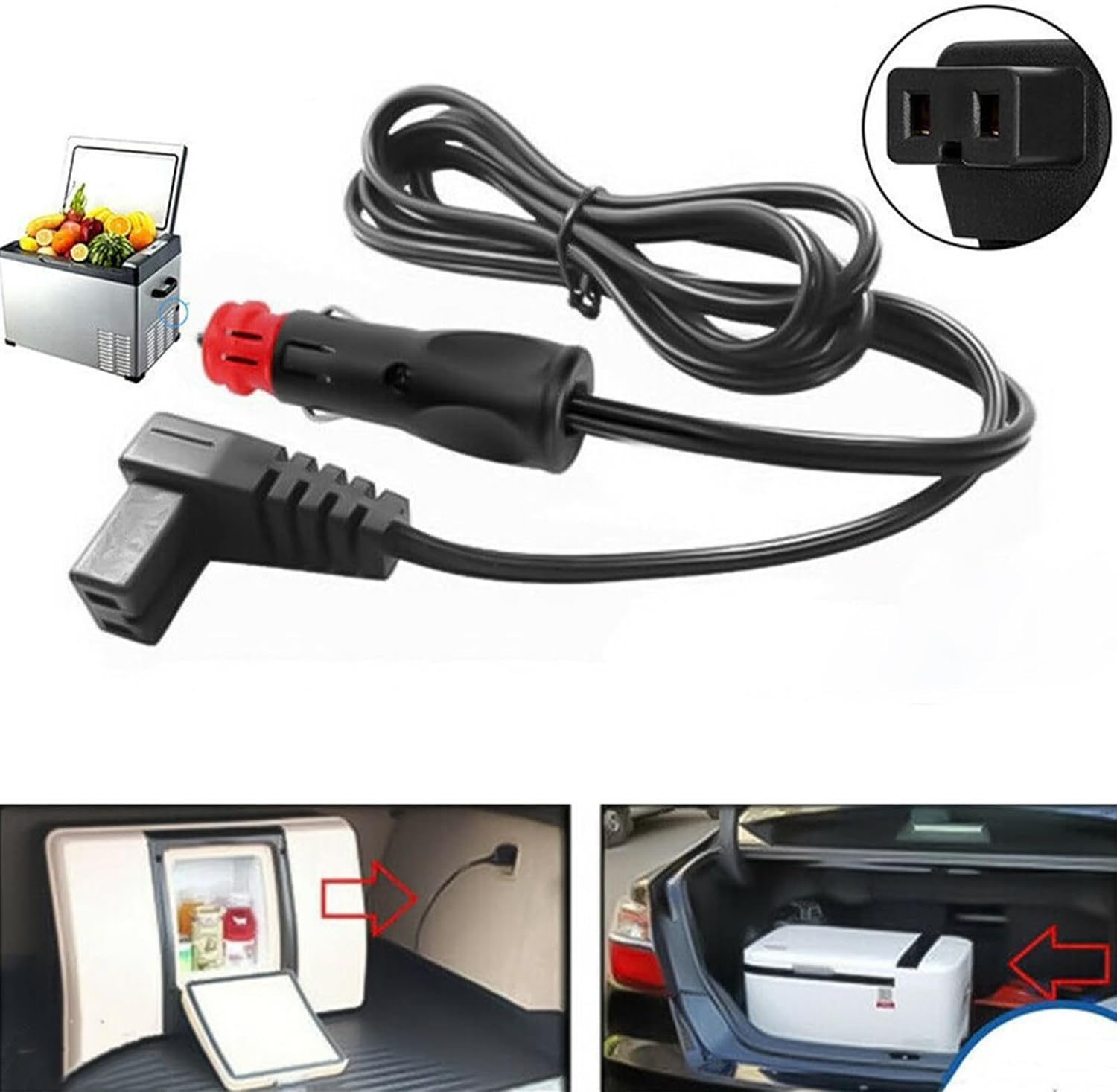 1 Pcs 12V Fridge Cord, Refrigerator Power Cable for Camping, Cigarette Lighter Plug to Car Fridge Adaptor， 2M Power Lead Cable Cord，Dc Power Cable for Car Refrigerator Fridge Freezer image number 3