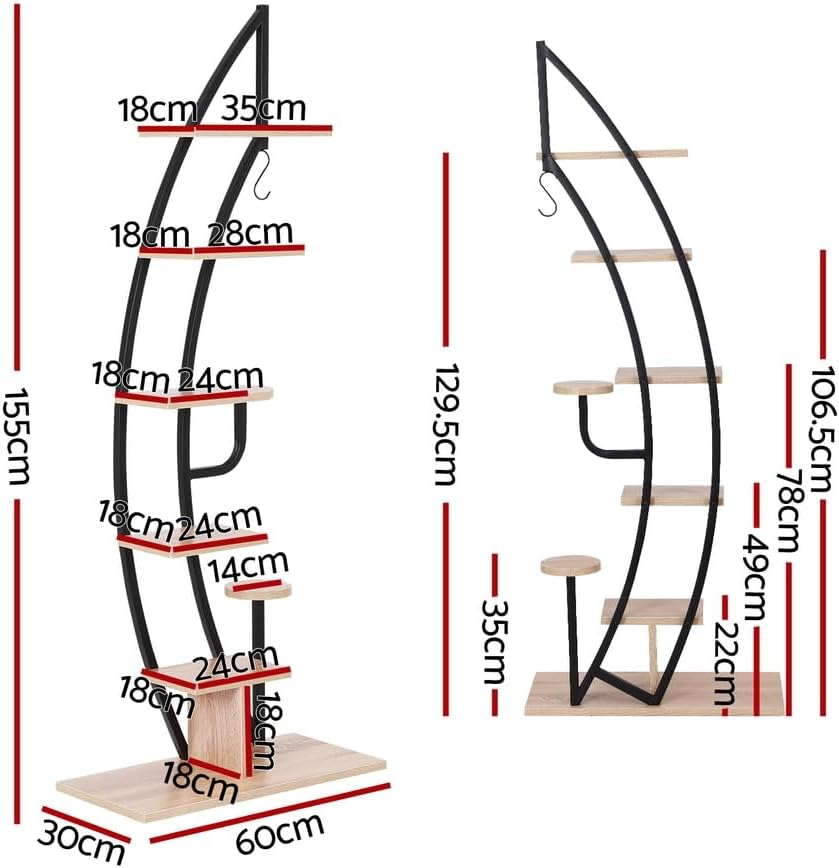 Artiss Plant Stand 6 Tier Metal Half Moon Shape Ladder Flower Pots Corner Shelf image number 3