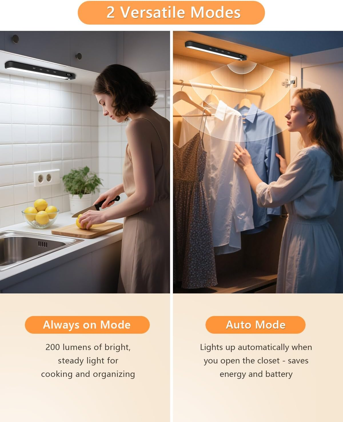 WILLED Motion Sensor Light Indoor with Remote Control,64 LED under Cabinet Lighting,Battery Operated Closet Lights,3 Colors Temps Rechargeable Light Bar for Kitchen,Wardrobe,Pantry,Stair,Black(4 Pack)