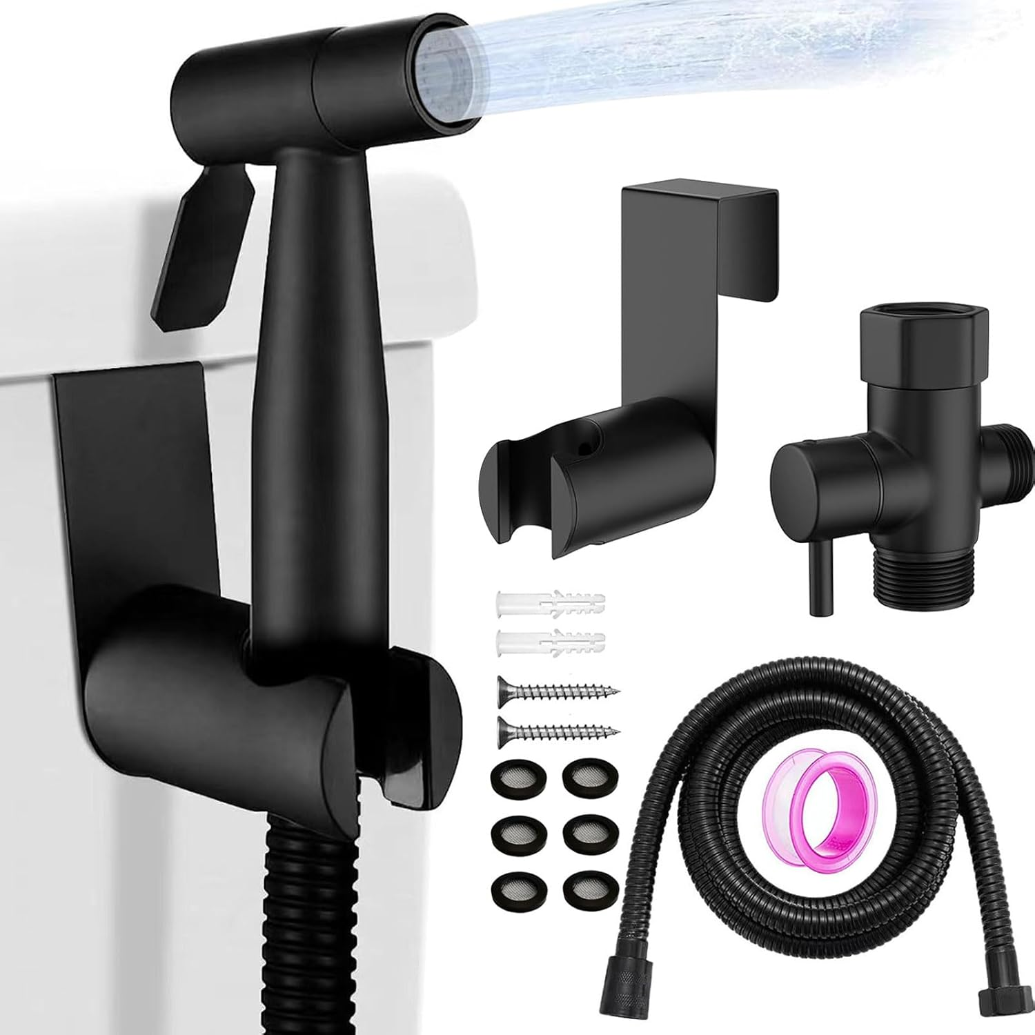 Handheld Toilet Bidet Sprayer for Jet Spray Variable Spray Pressure with Bidet Hose for Feminine Wash Muslim Shower Stainless Steel Bathroom Jet Sprayer Kit for Baby Cloth Diaper Washer