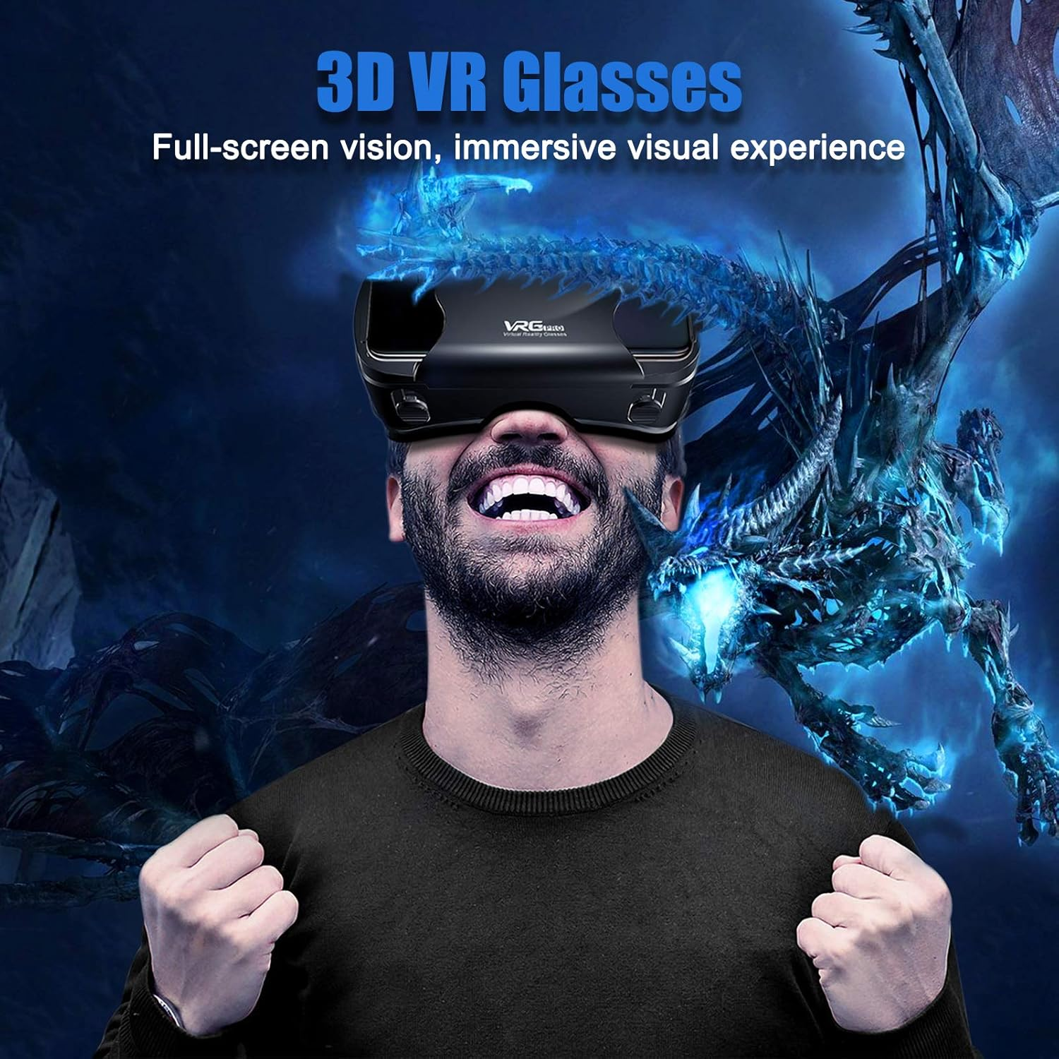 3D Virtual Reality Glasses,Vr Headset Full Screen Visual Wide-Angle Soft & Comfortable New 3D VR Glasses for 5-7In Smartphone and Iphone 11/Pro/X/Xs/Xr/Max,For Samsung S20/S10/Note10/9/Plus image number 3